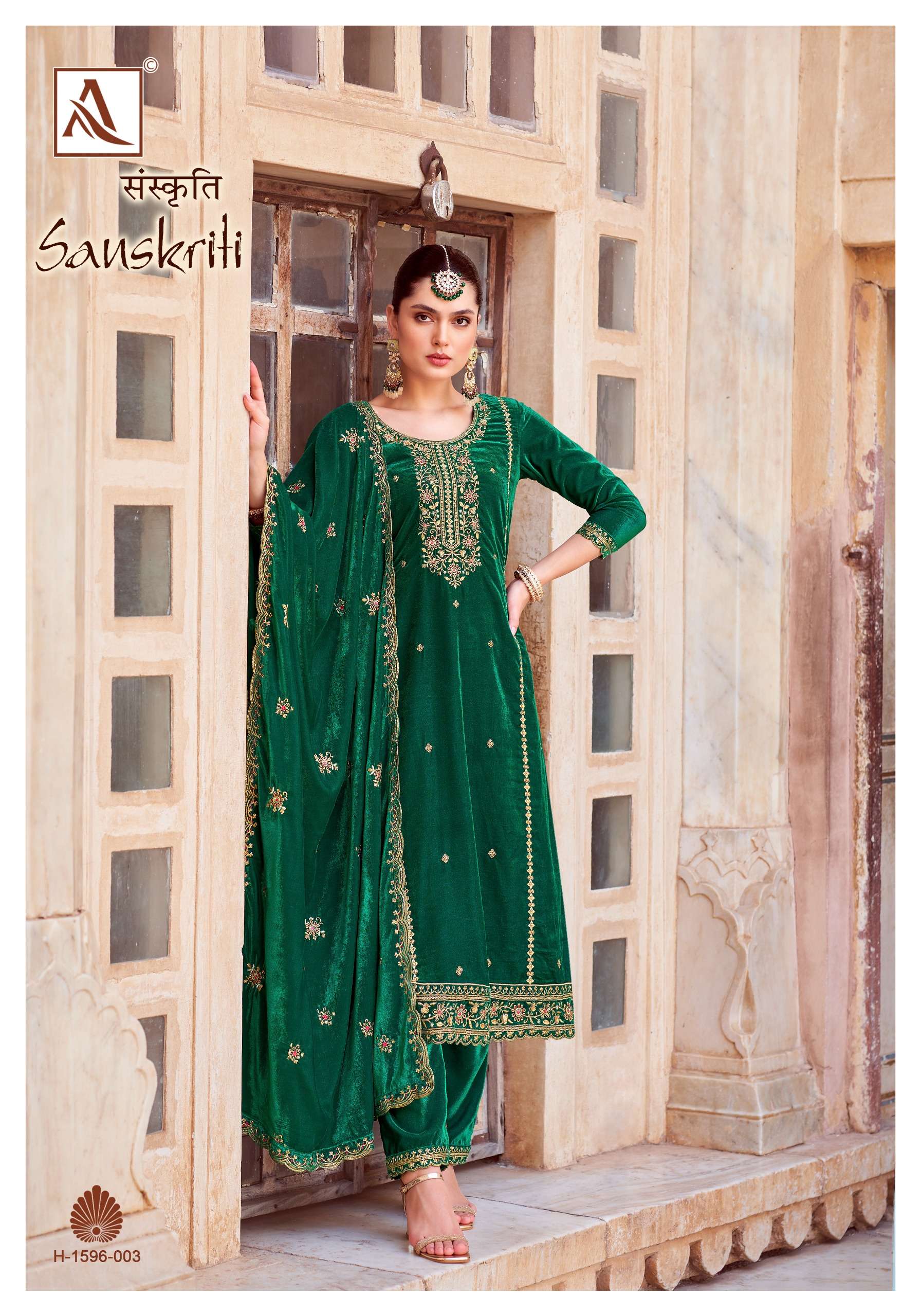 ALOK SUITS SANSKRITI VELVET EMBROIDERY DESIGNER SUIT