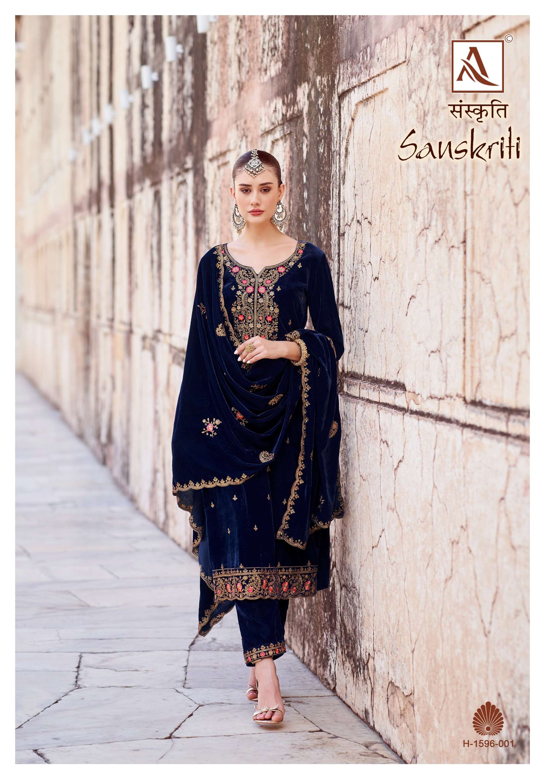 ALOK SUITS SANSKRITI VELVET EMBROIDERY DESIGNER SUIT