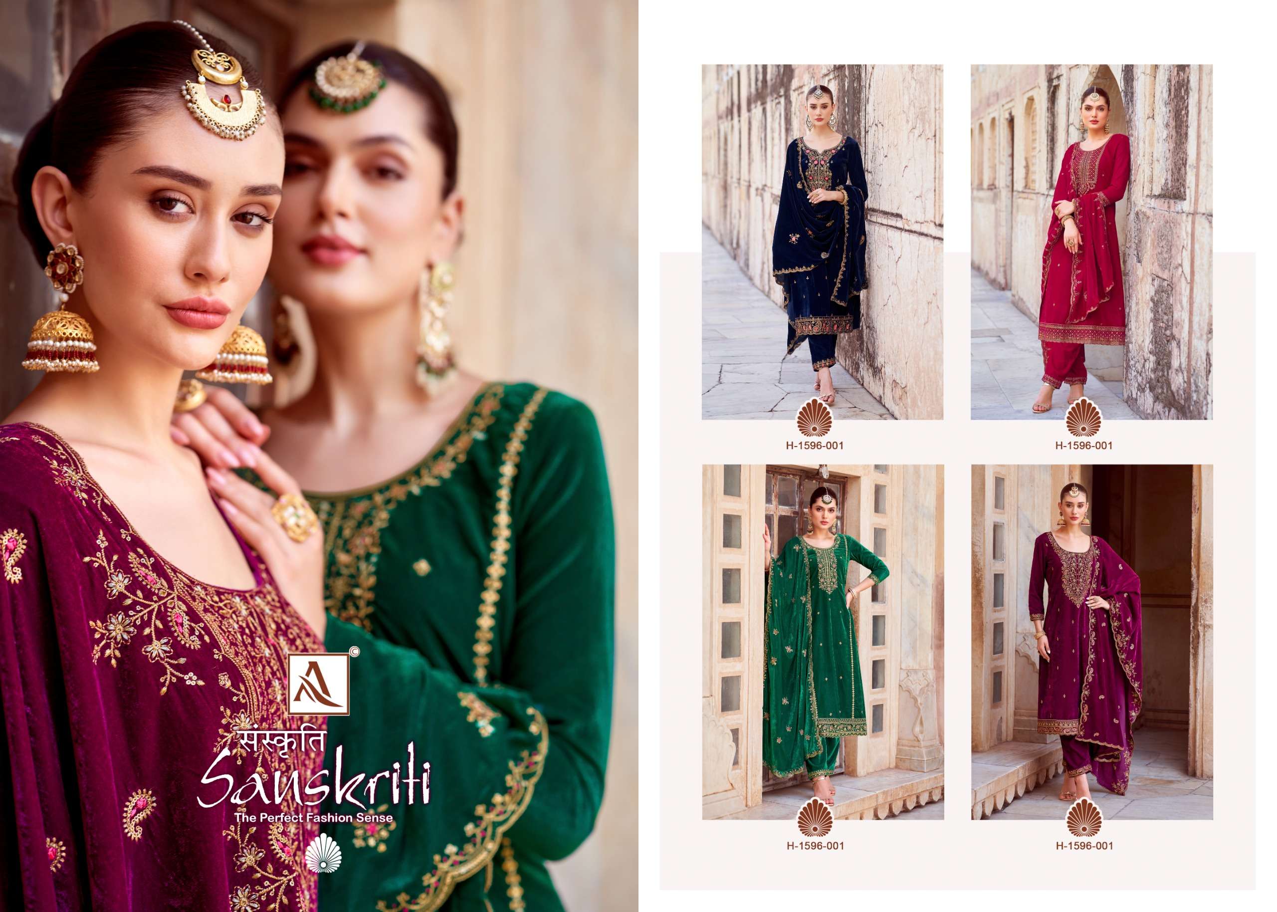 ALOK SUITS SANSKRITI VELVET EMBROIDERY DESIGNER SUIT