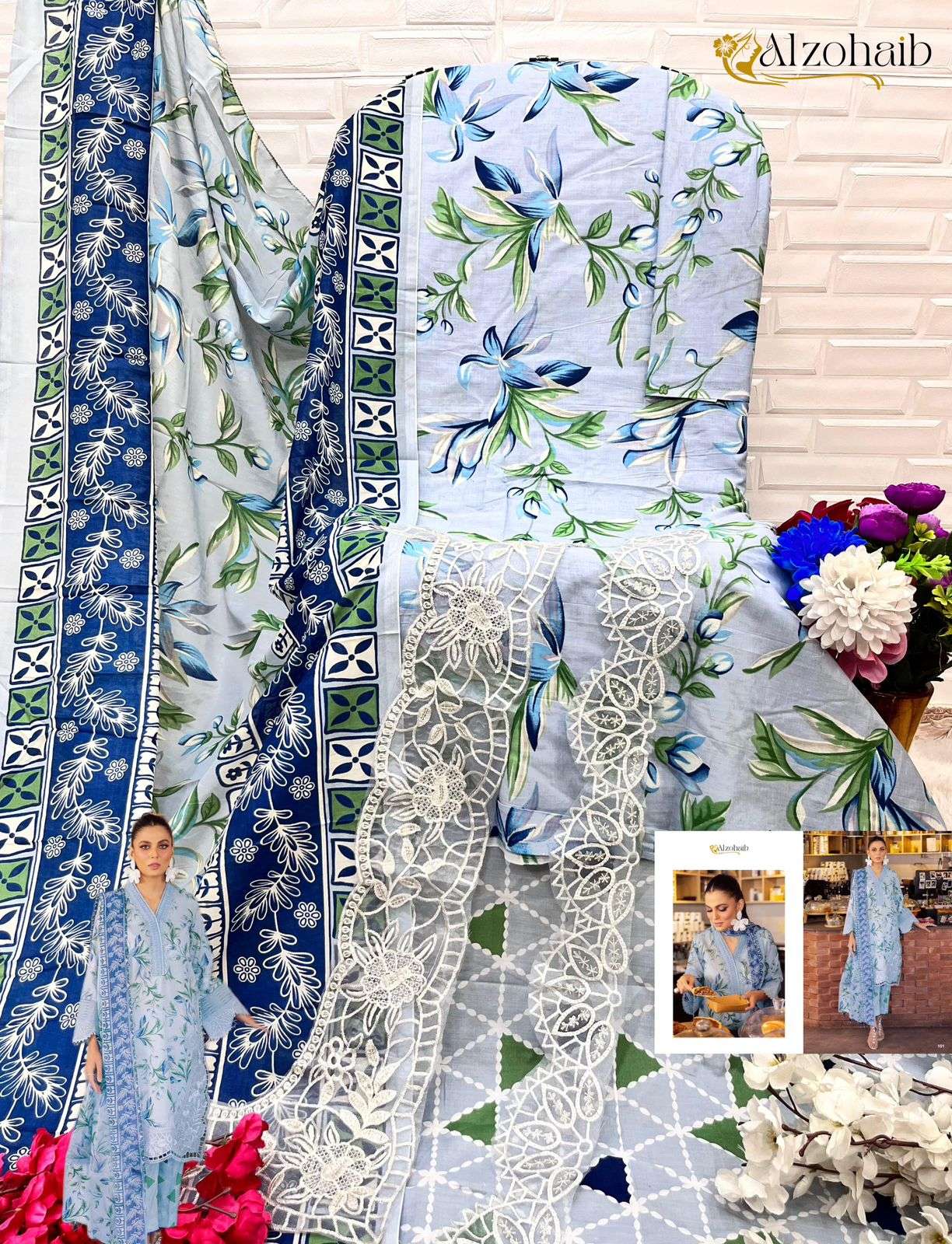ALZOHAIB GIRL GLAM DESIGN NO - 1049 - 1050 - 1051PAKISTANI SUIT