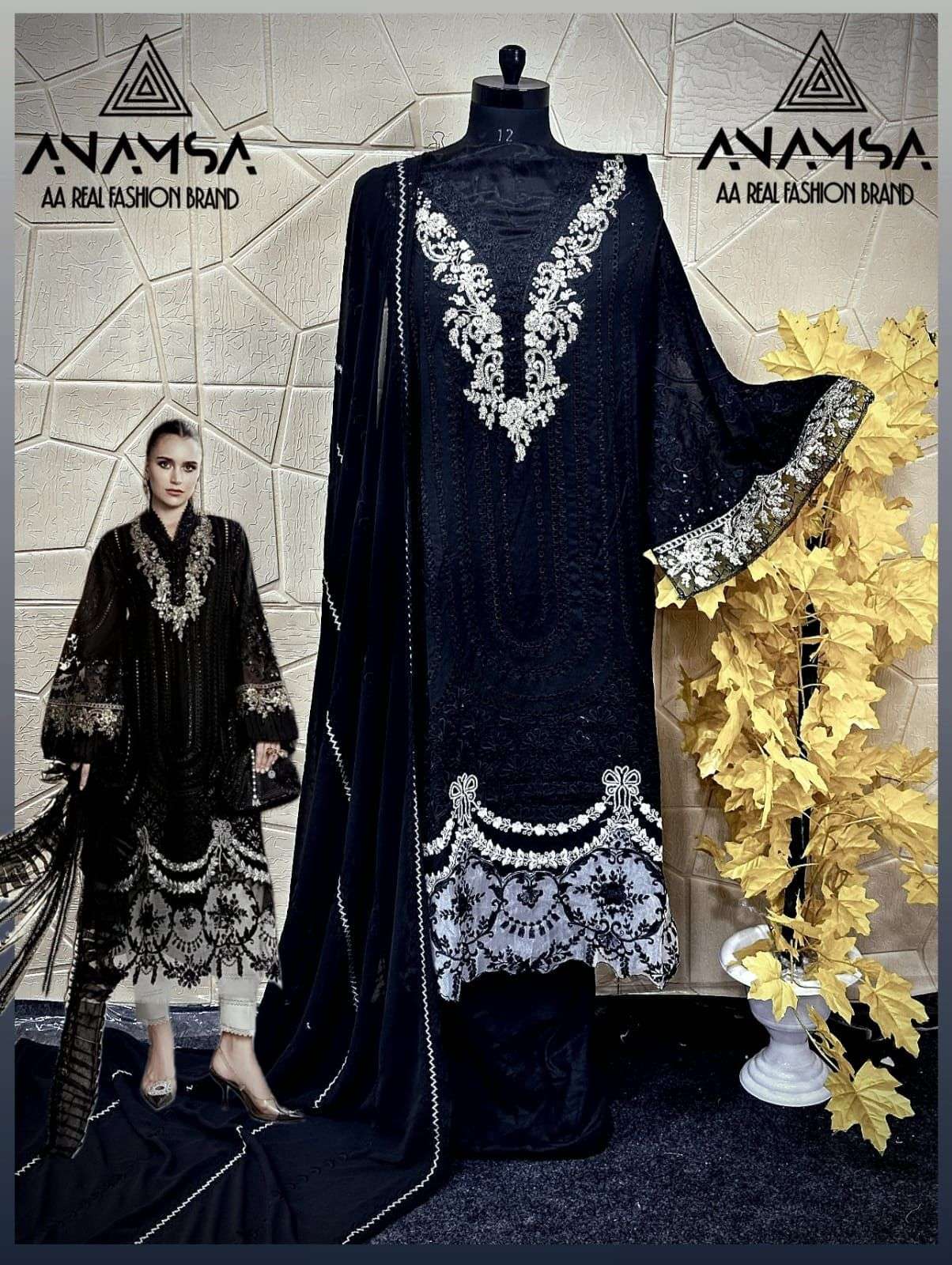ANAMSA - 459 PURE EXPORT QUALITY BEAUTIFUL DESIGN HEAVY EMBROIDERED PARTY WEAR SUIT 