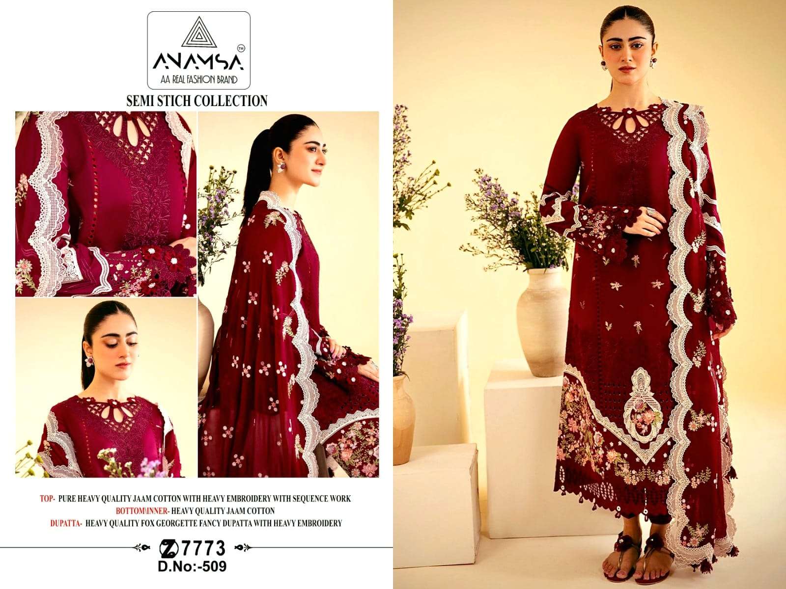 ANAMSA - 509 HEAVY EMBROIDERED PARTY WEAR SUIT