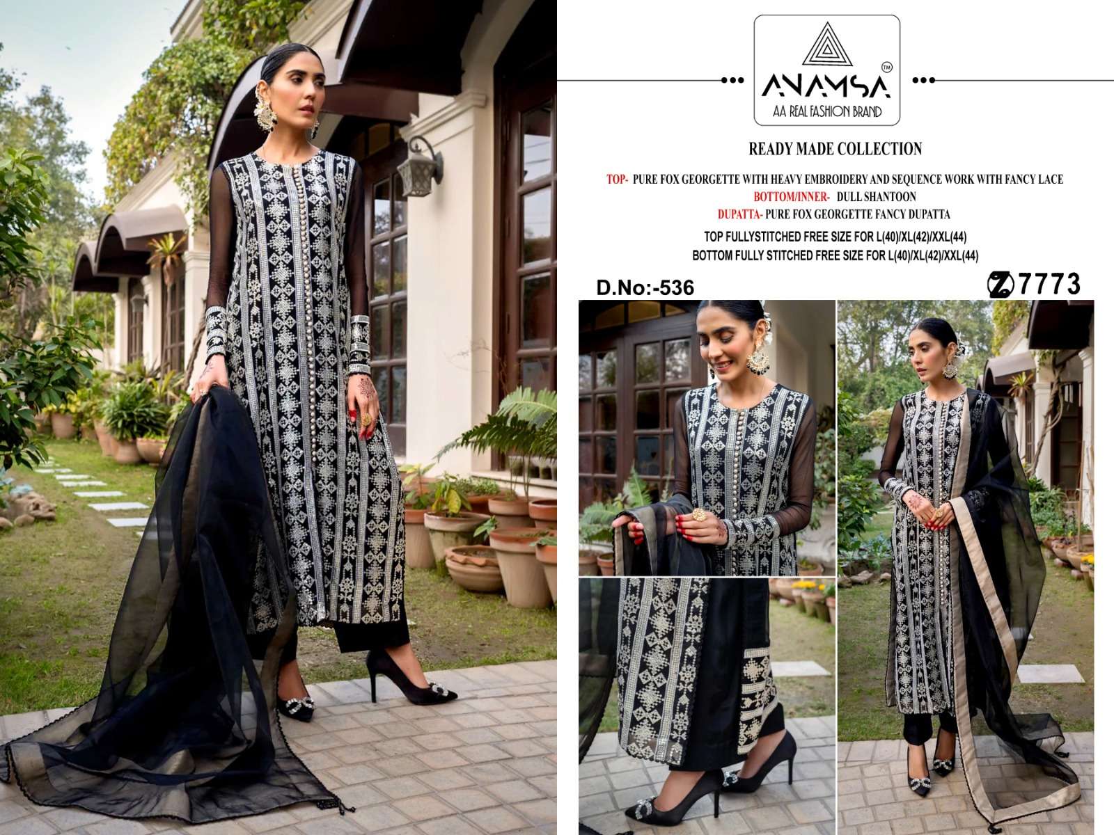 ANAMSA-536 HEAVY EMBROIDERED READYMADE SUIT