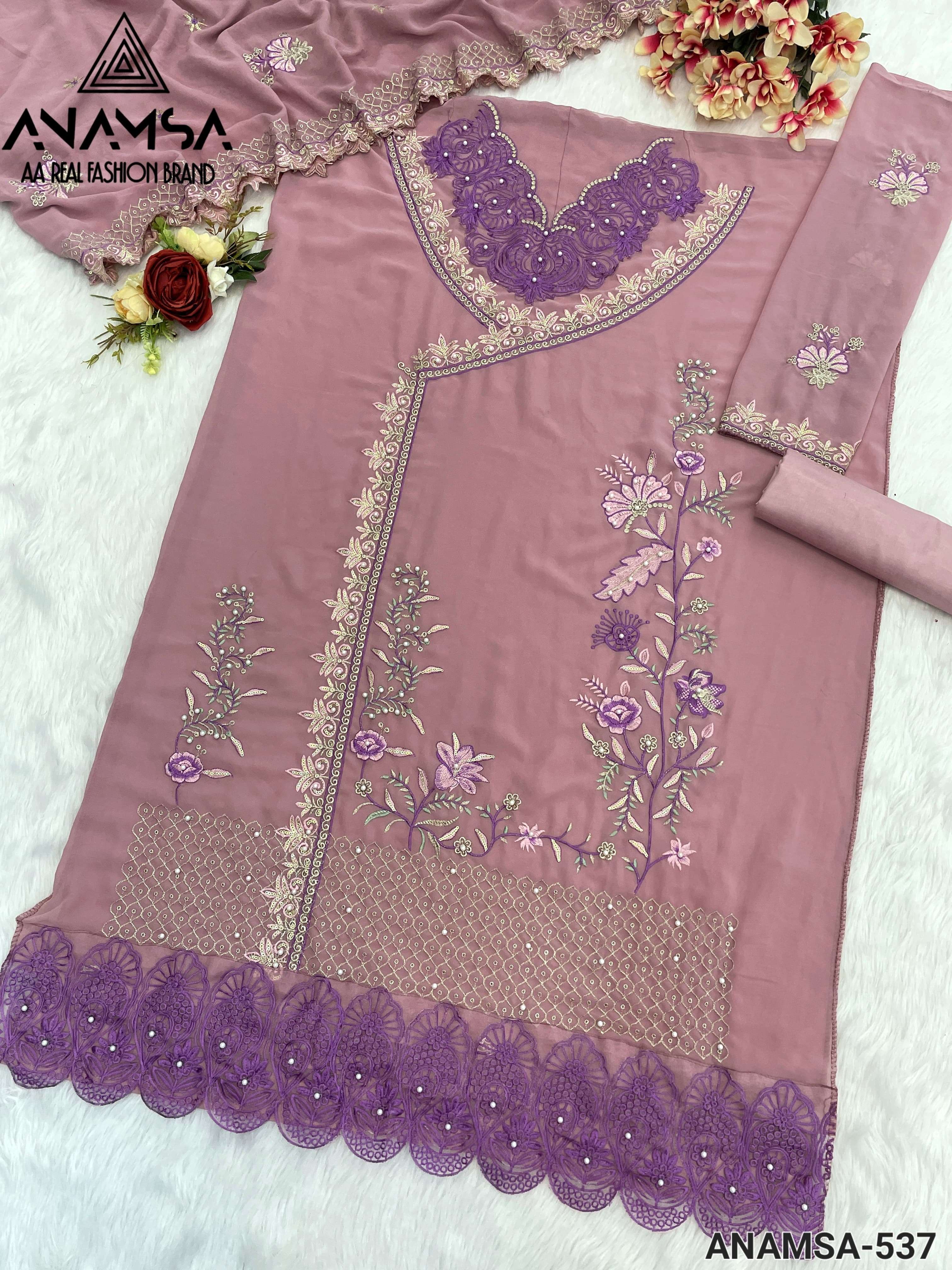 ANAMSA - 537 HEAVY EMBROIDERED BEAUTIFUL PARTY WEAR SUIT