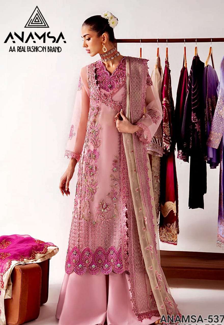 ANAMSA - 537 HEAVY EMBROIDERED BEAUTIFUL PARTY WEAR SUIT