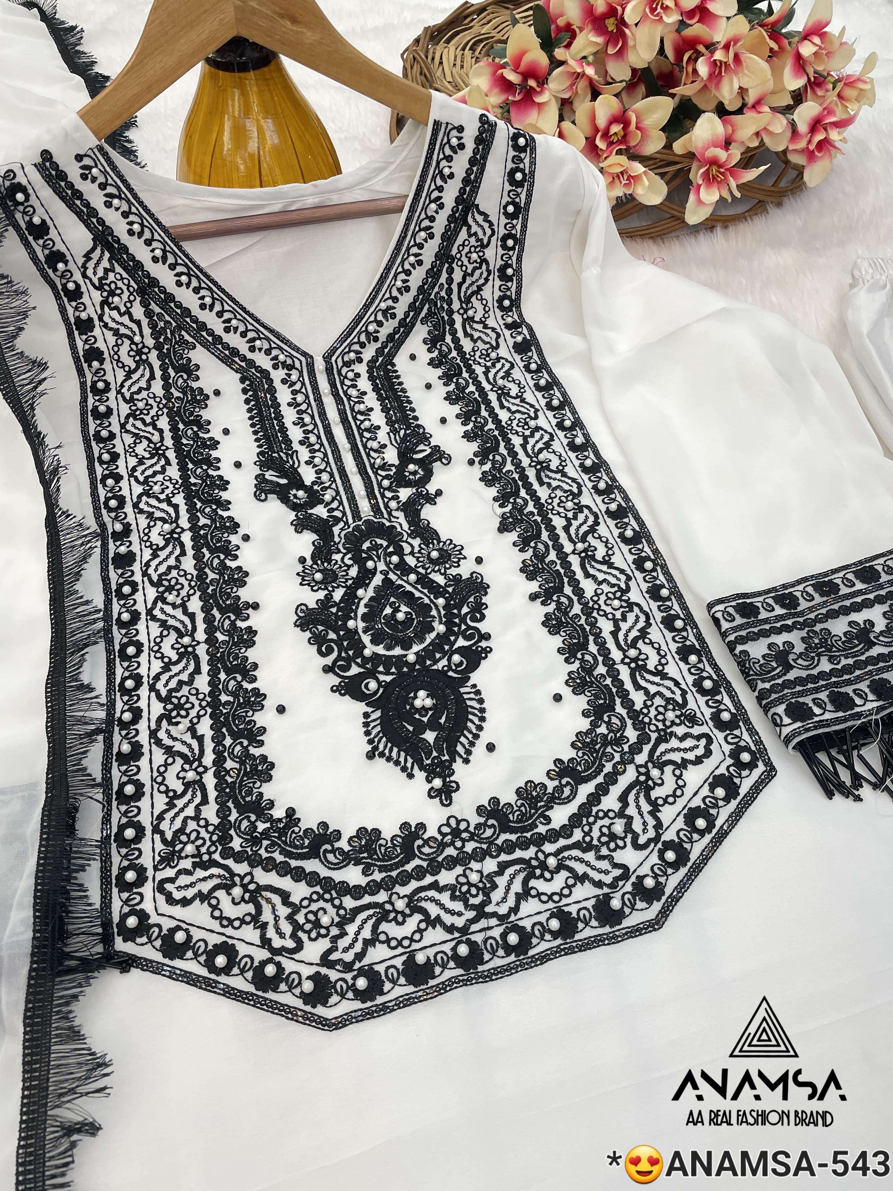 ANAMSA - 538 HEAVY EMBROIDERED BEAUTIFUL PARTY WEAR SUIT