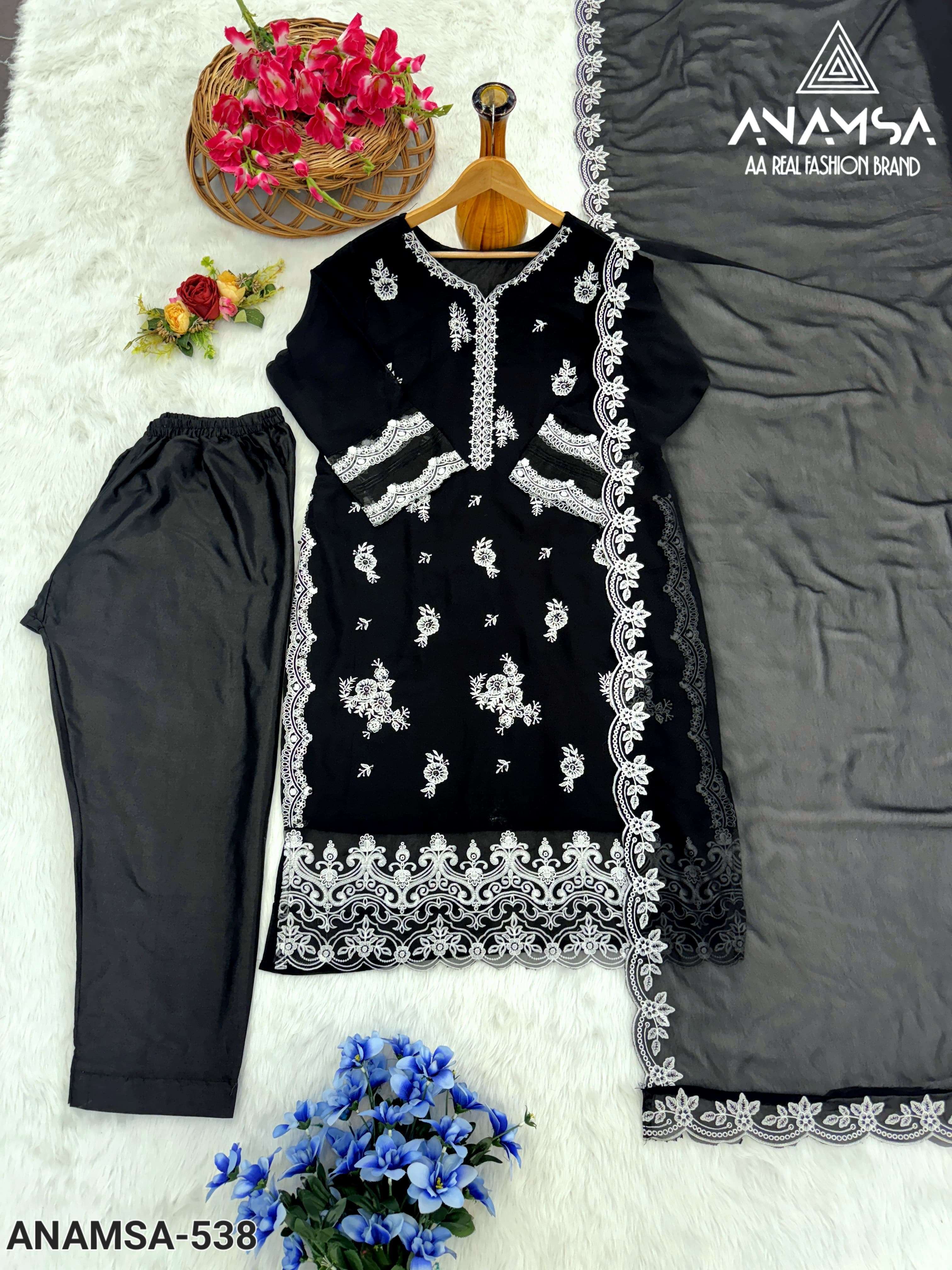ANAMSA - 538 HEAVY EMBROIDERED BEAUTIFUL PARTY WEAR SUIT