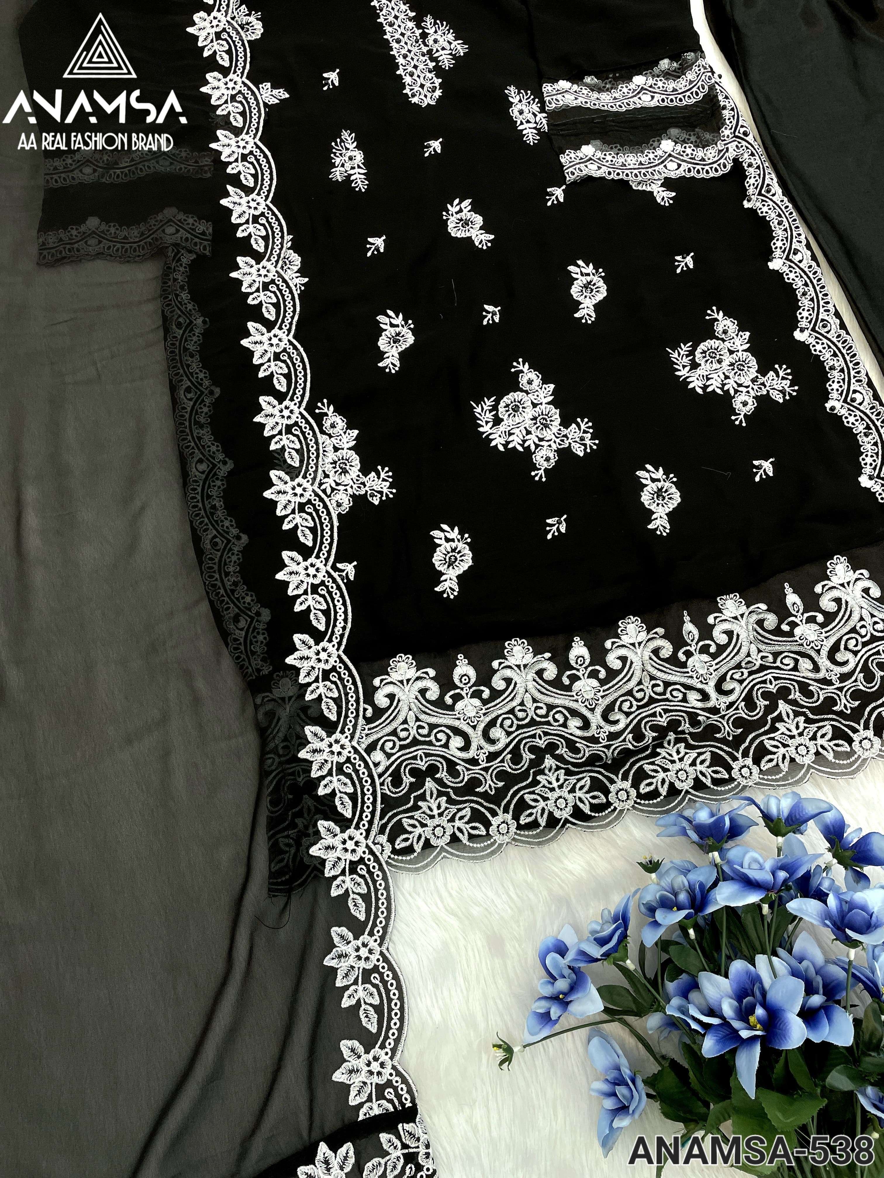 ANAMSA - 538 HEAVY EMBROIDERED BEAUTIFUL PARTY WEAR SUIT