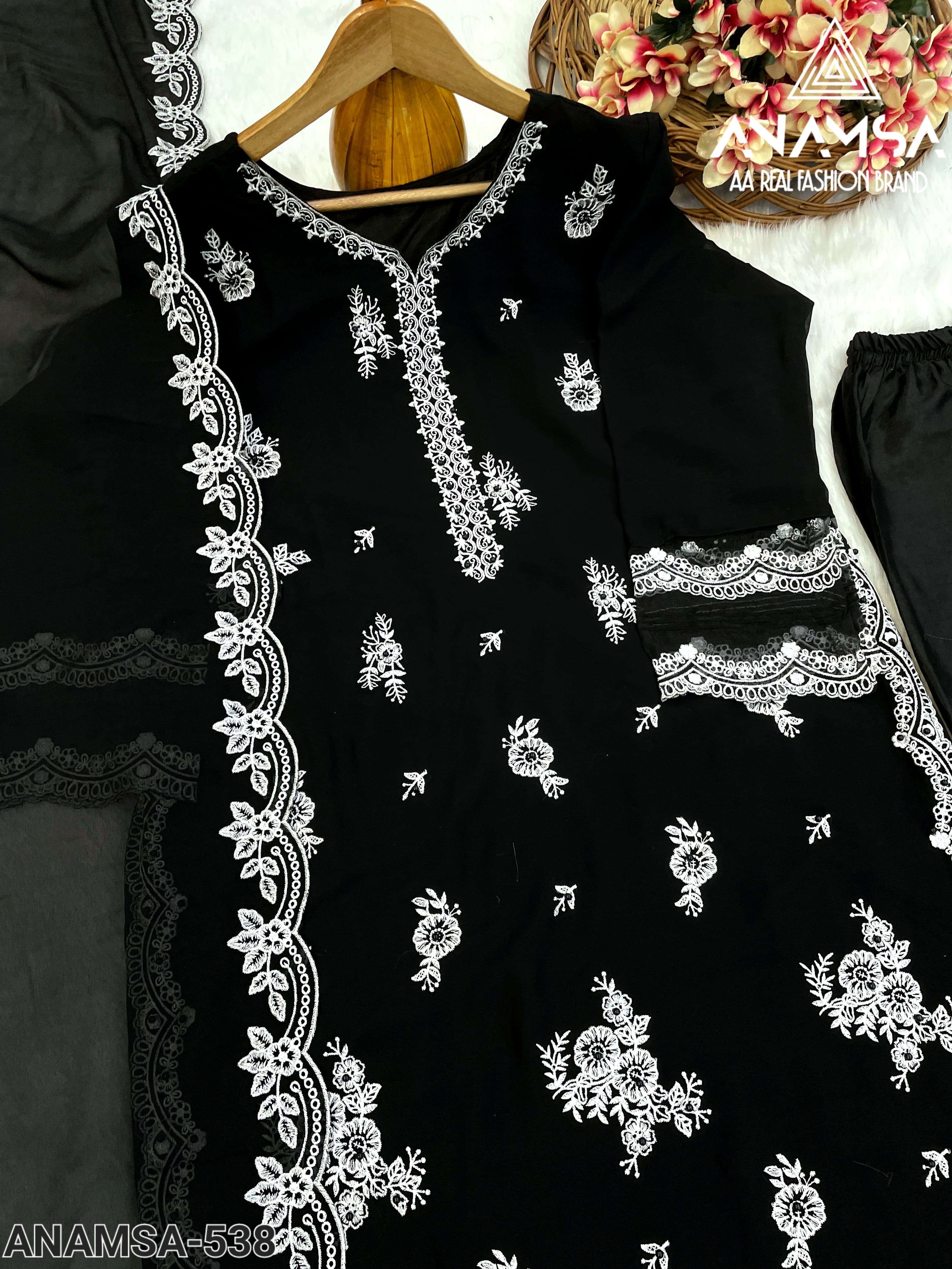 ANAMSA - 538 HEAVY EMBROIDERED BEAUTIFUL PARTY WEAR SUIT