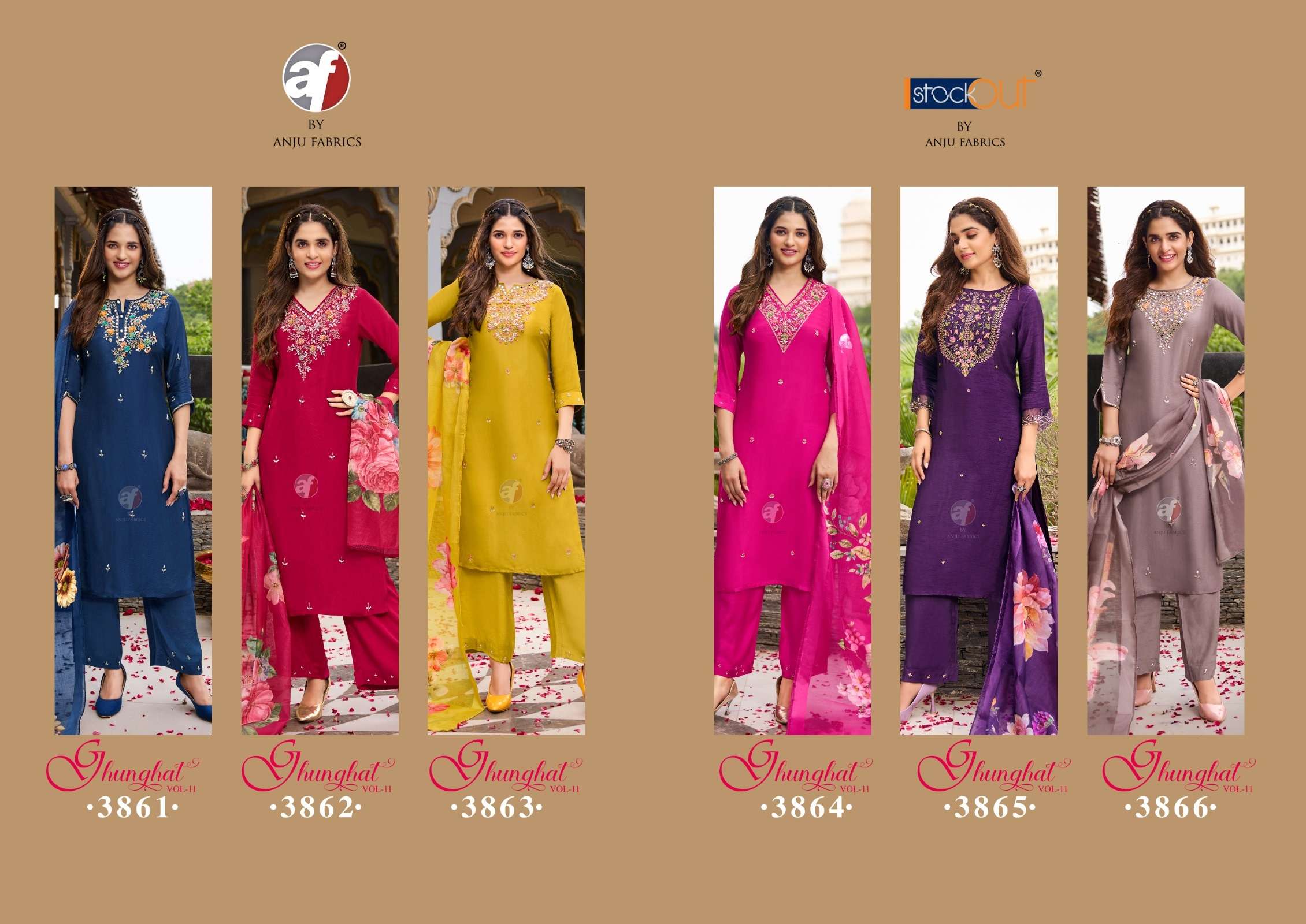 ANJU FABRICS GHUNGHAT VOL 11 SILK DESIGNER FANCY SUIT