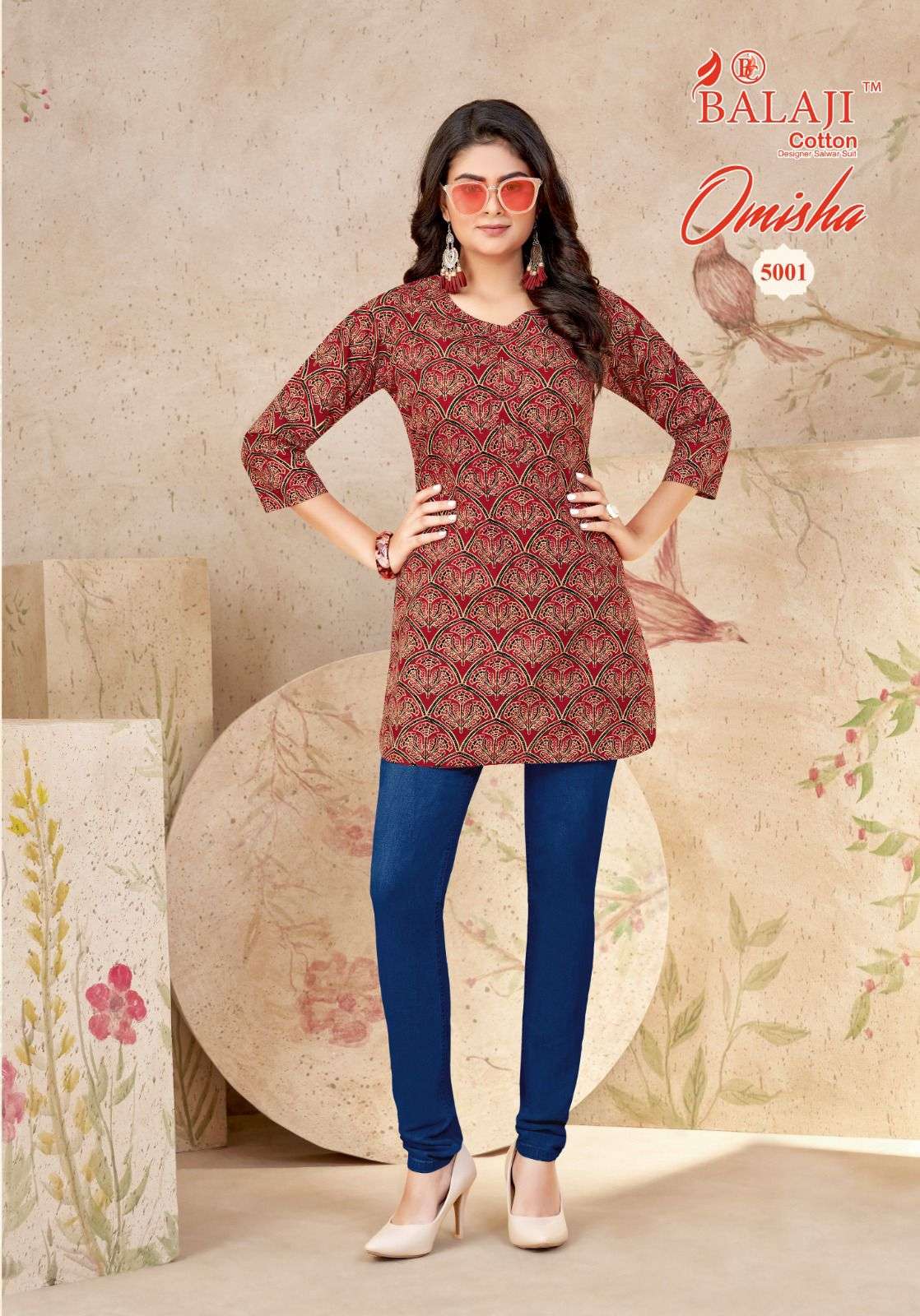 BALAJI COTTON  OMISHA VOL 5 COTTON PRINT SHORT KURTI 