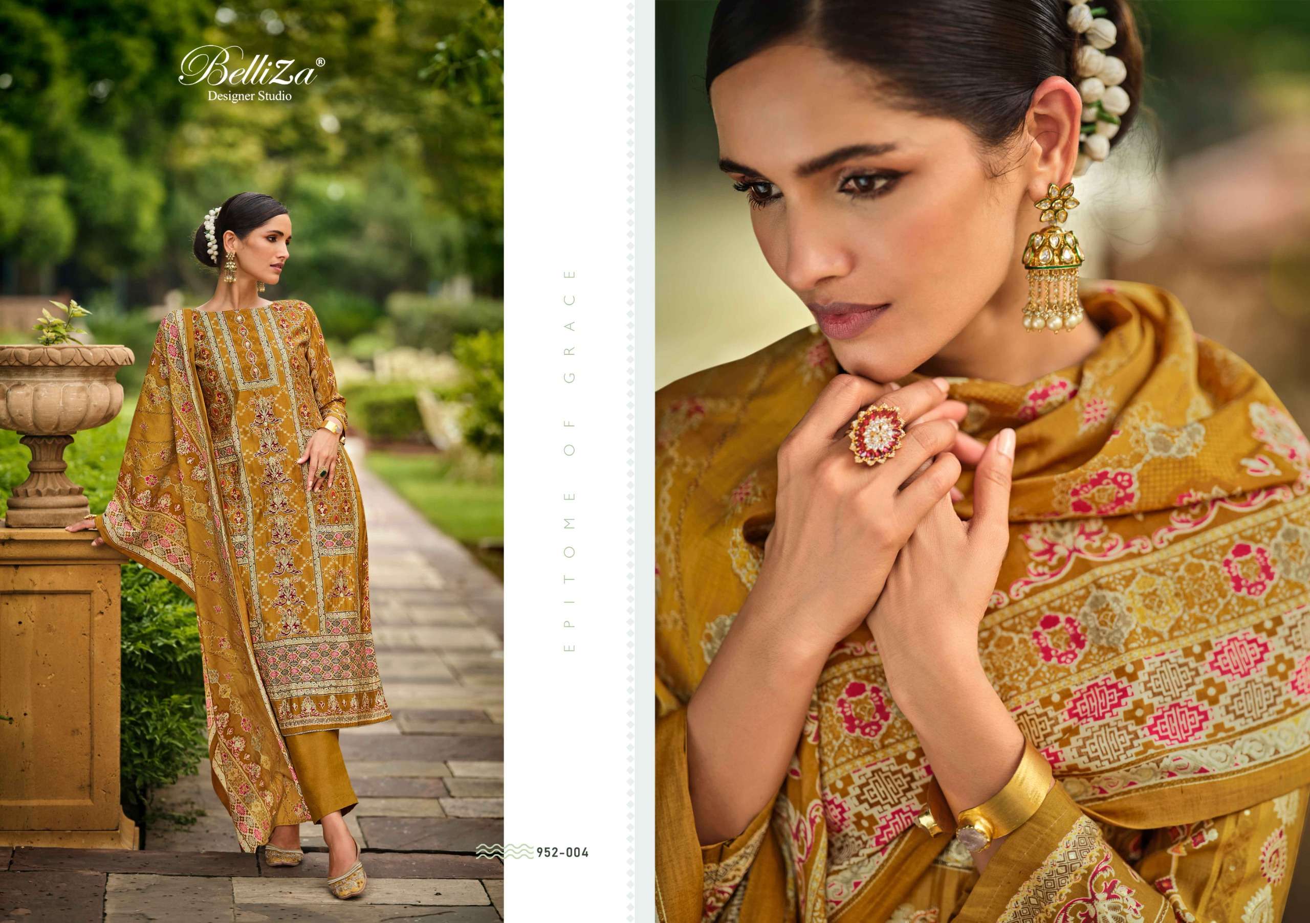 BELLIZA DESIGNER STUDIO SHAYONI VISCOSE FANCY WORK SUIT