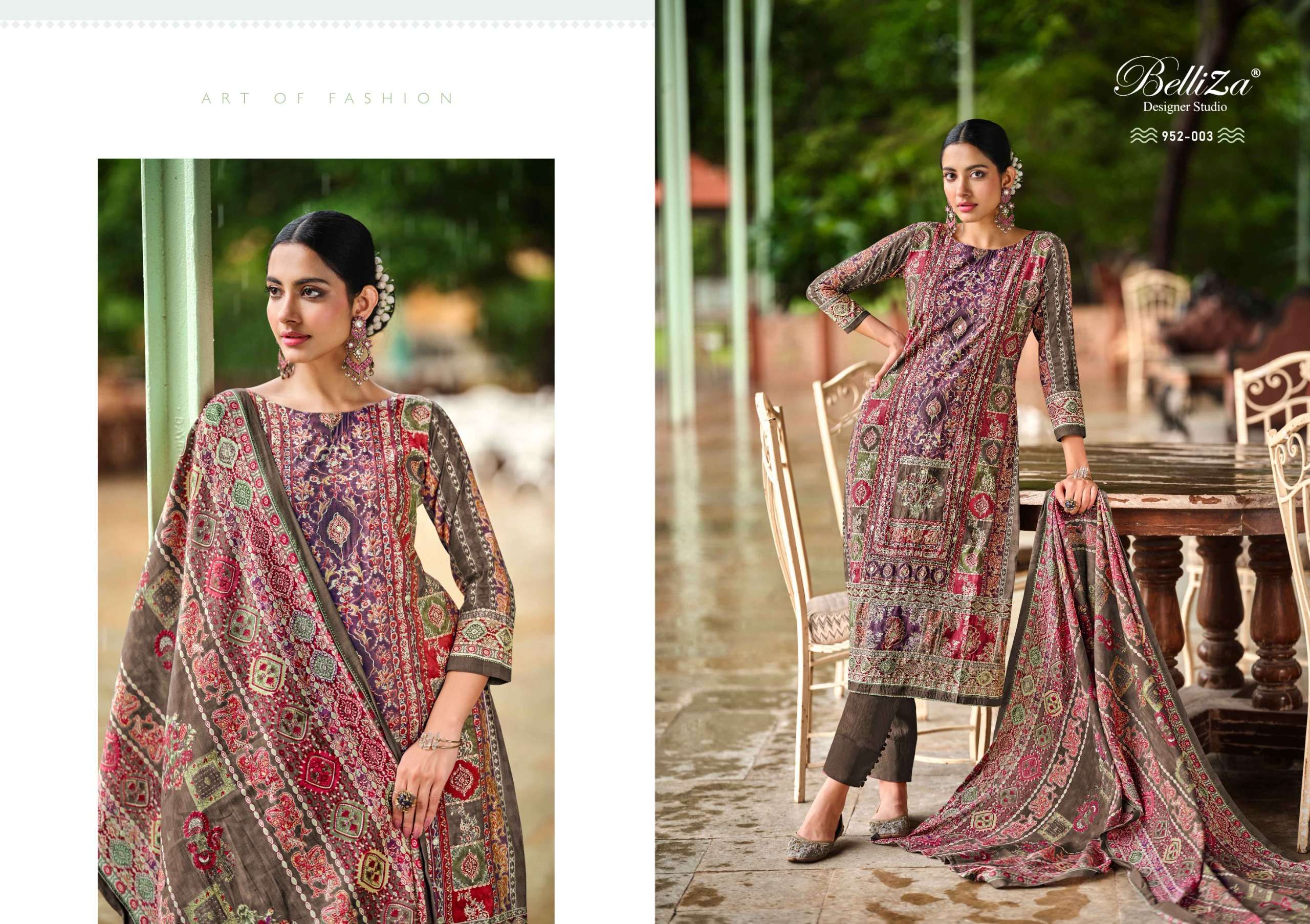 BELLIZA DESIGNER STUDIO SHAYONI VISCOSE FANCY WORK SUIT
