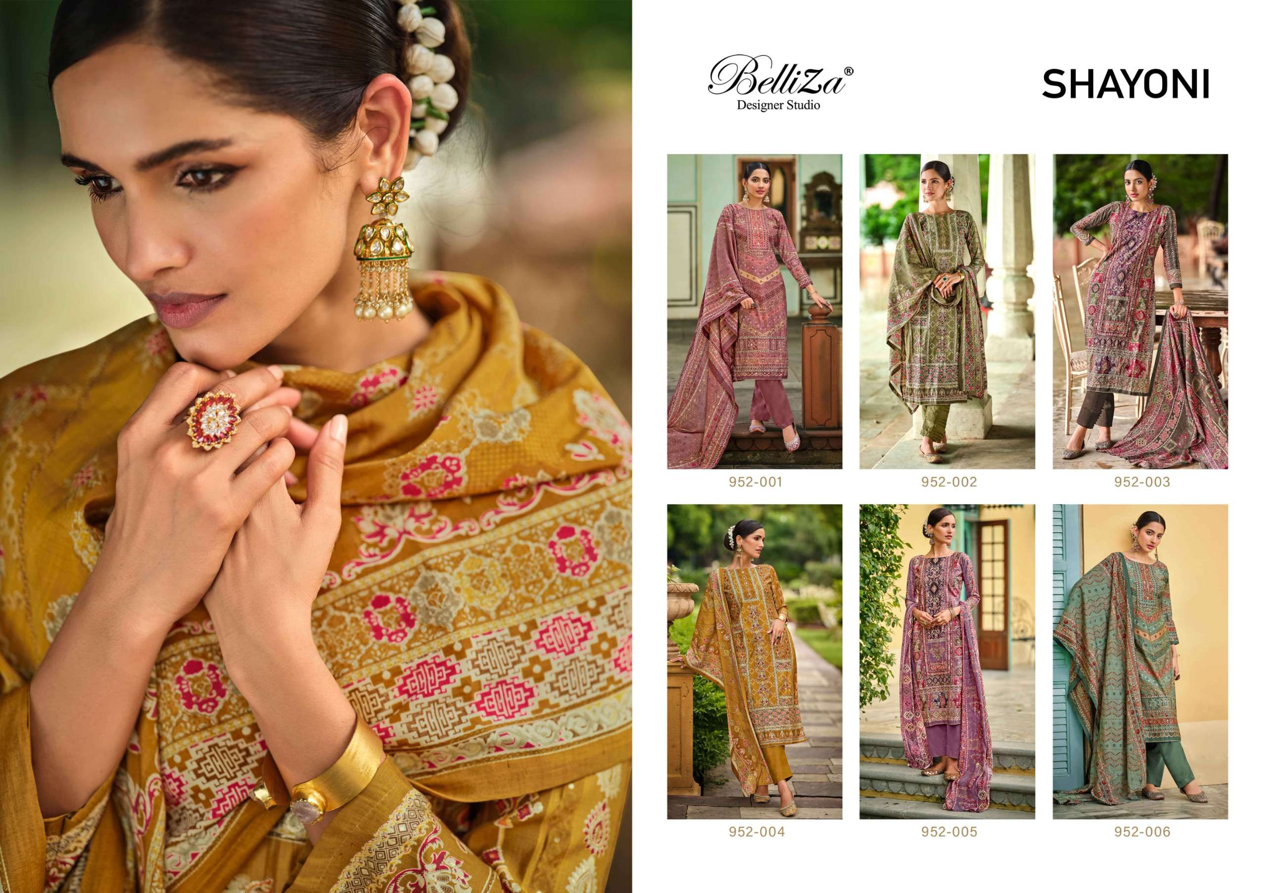 BELLIZA DESIGNER STUDIO SHAYONI VISCOSE FANCY WORK SUIT