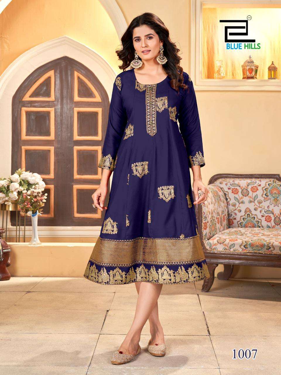 BLUE HILLS PALKI SPECIAL RAYON FOIL PRINT GOWN 