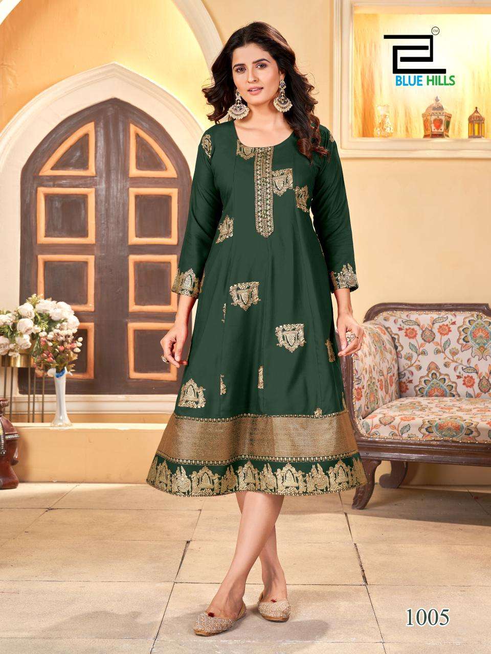 BLUE HILLS PALKI SPECIAL RAYON FOIL PRINT GOWN 