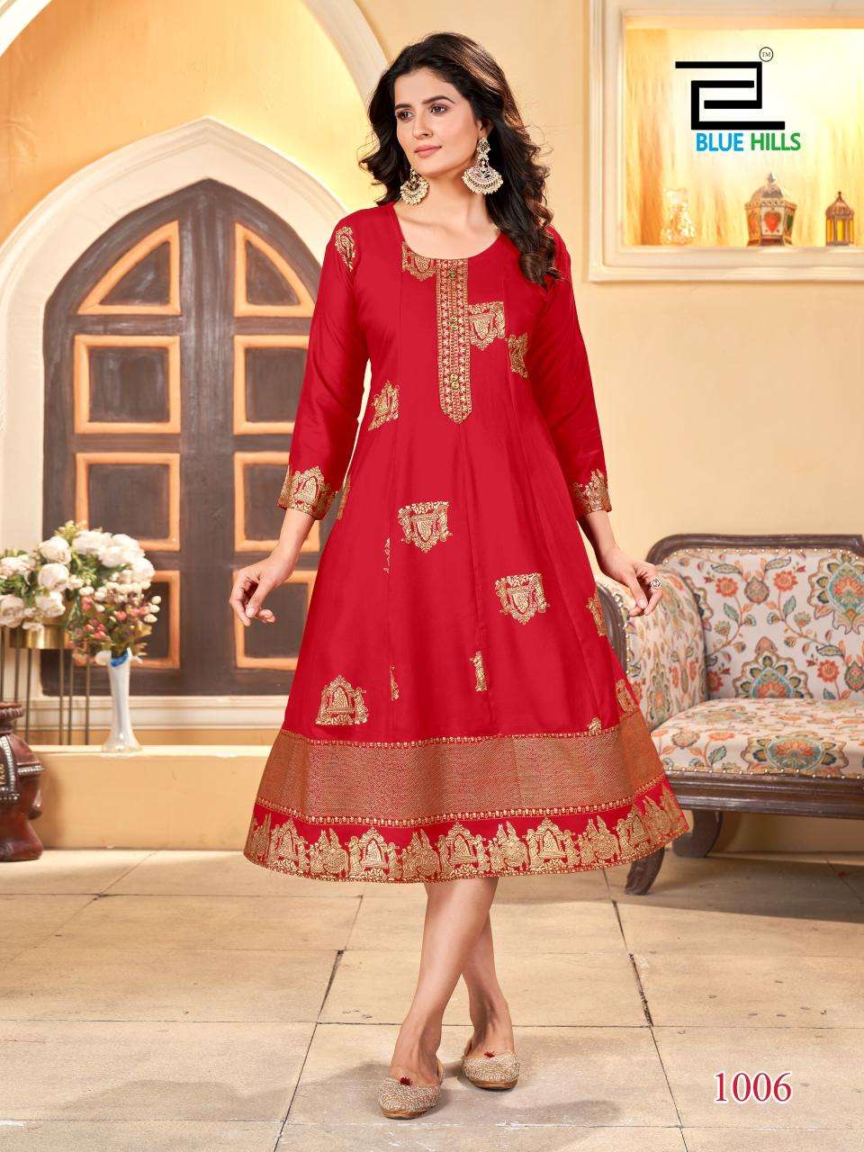 BLUE HILLS PALKI SPECIAL RAYON FOIL PRINT GOWN 