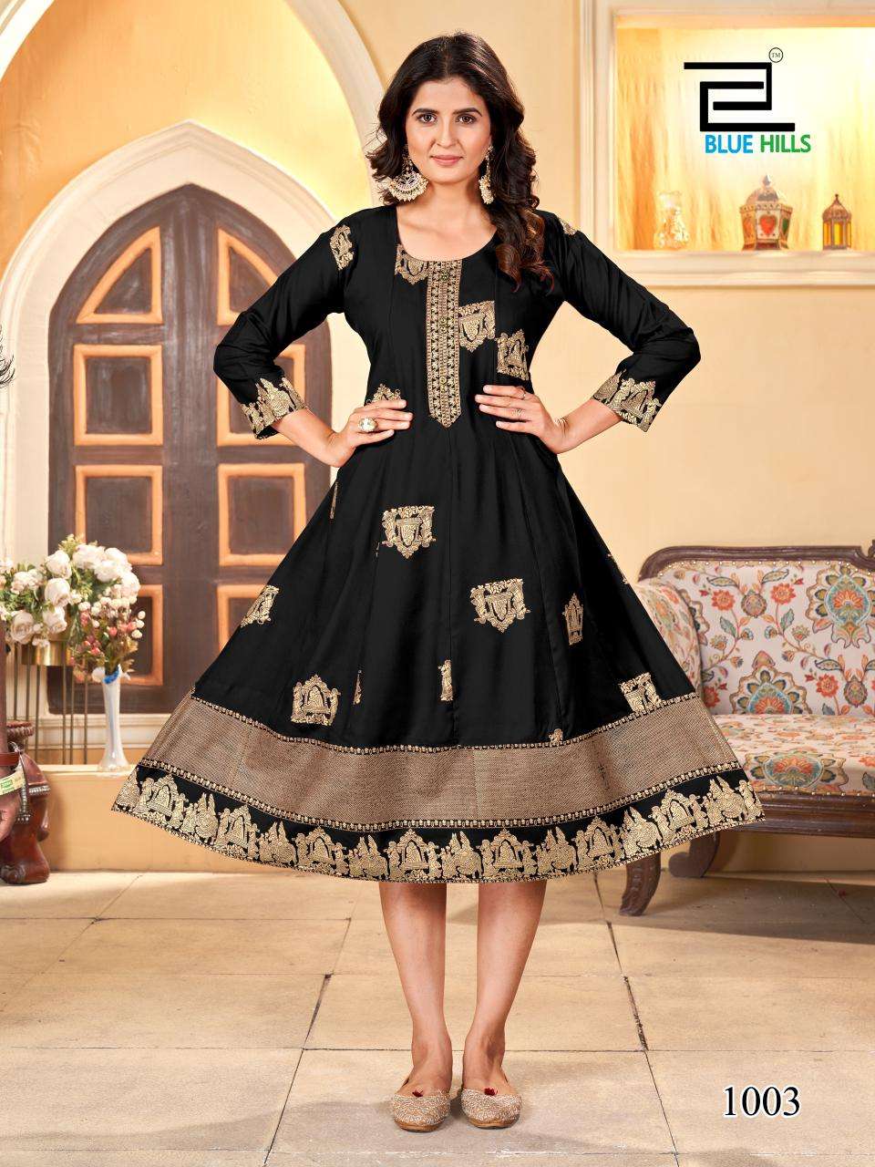 BLUE HILLS PALKI SPECIAL RAYON FOIL PRINT GOWN 