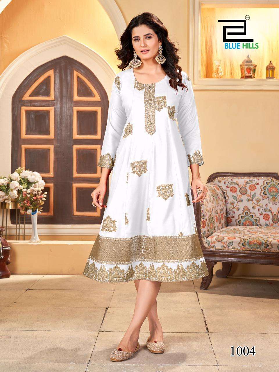 BLUE HILLS PALKI SPECIAL RAYON FOIL PRINT GOWN 