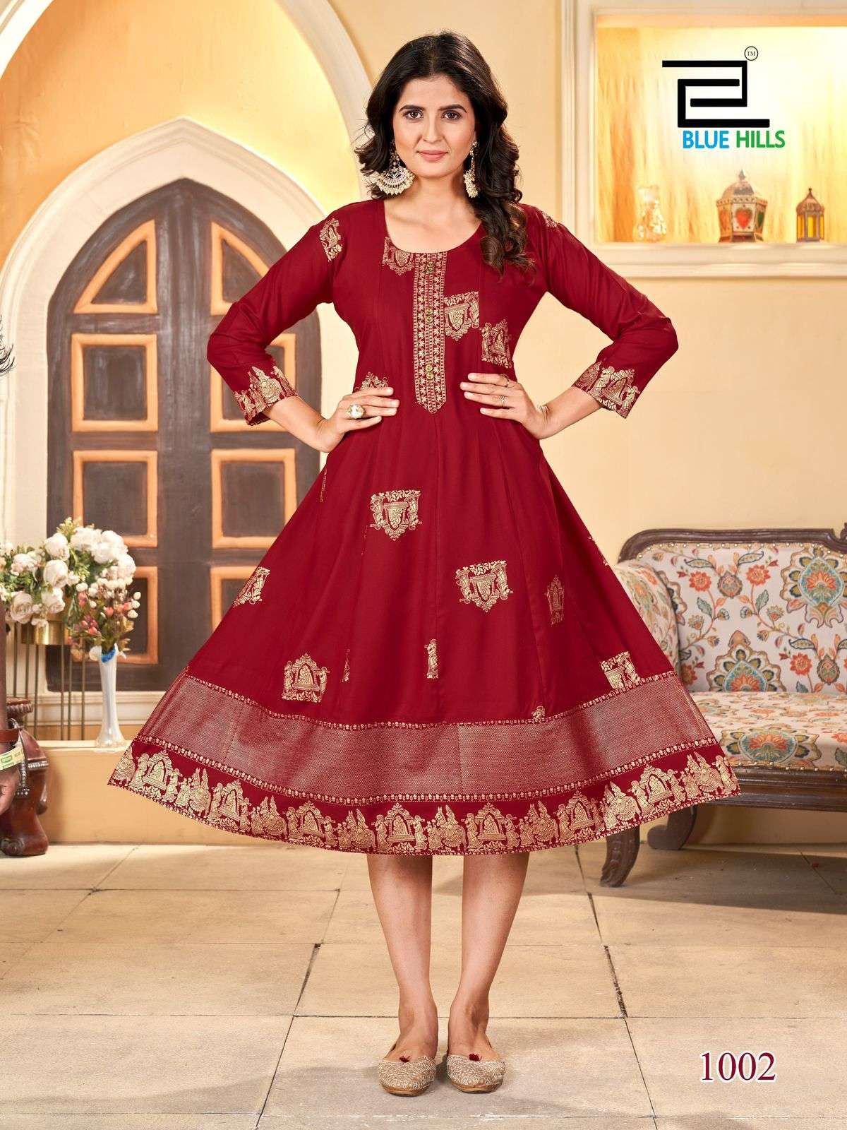 BLUE HILLS PALKI SPECIAL RAYON FOIL PRINT GOWN 