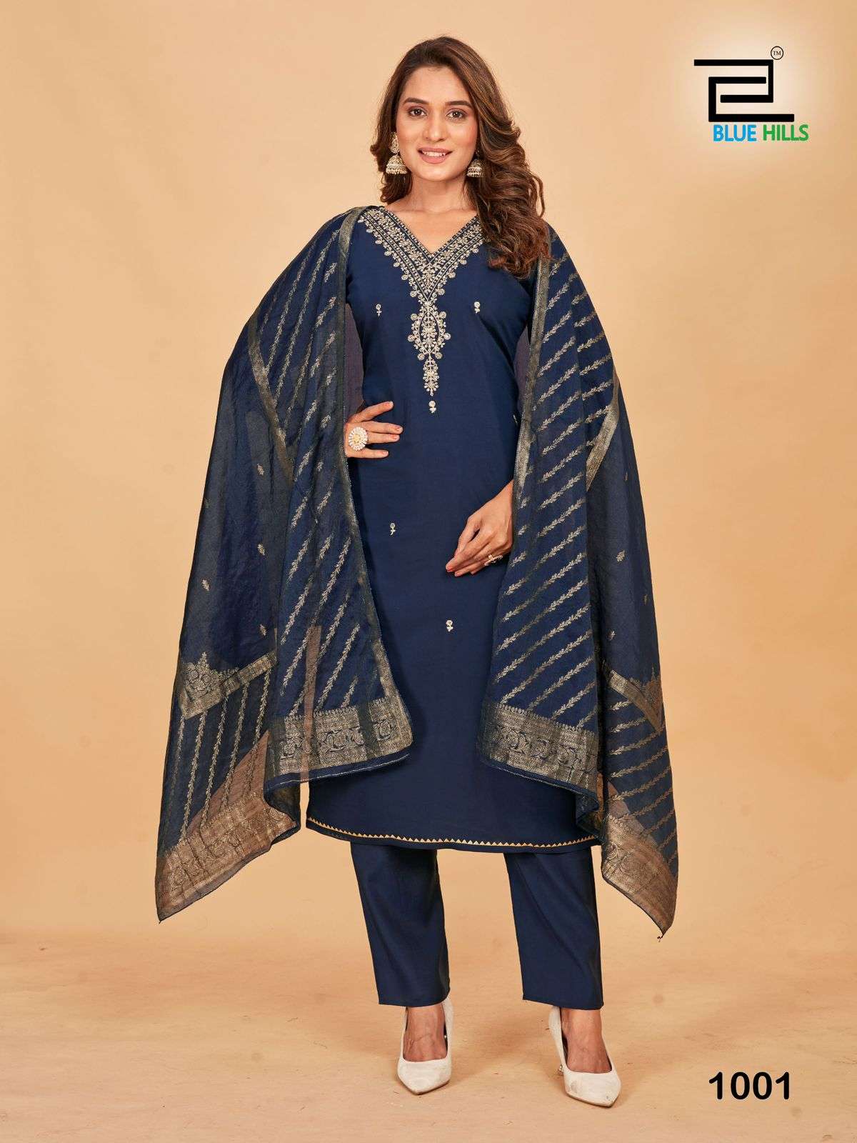 BLUE HILLS RAASHI SILK WITH FANCY WORKS LADIES KURTI COMBO SET 