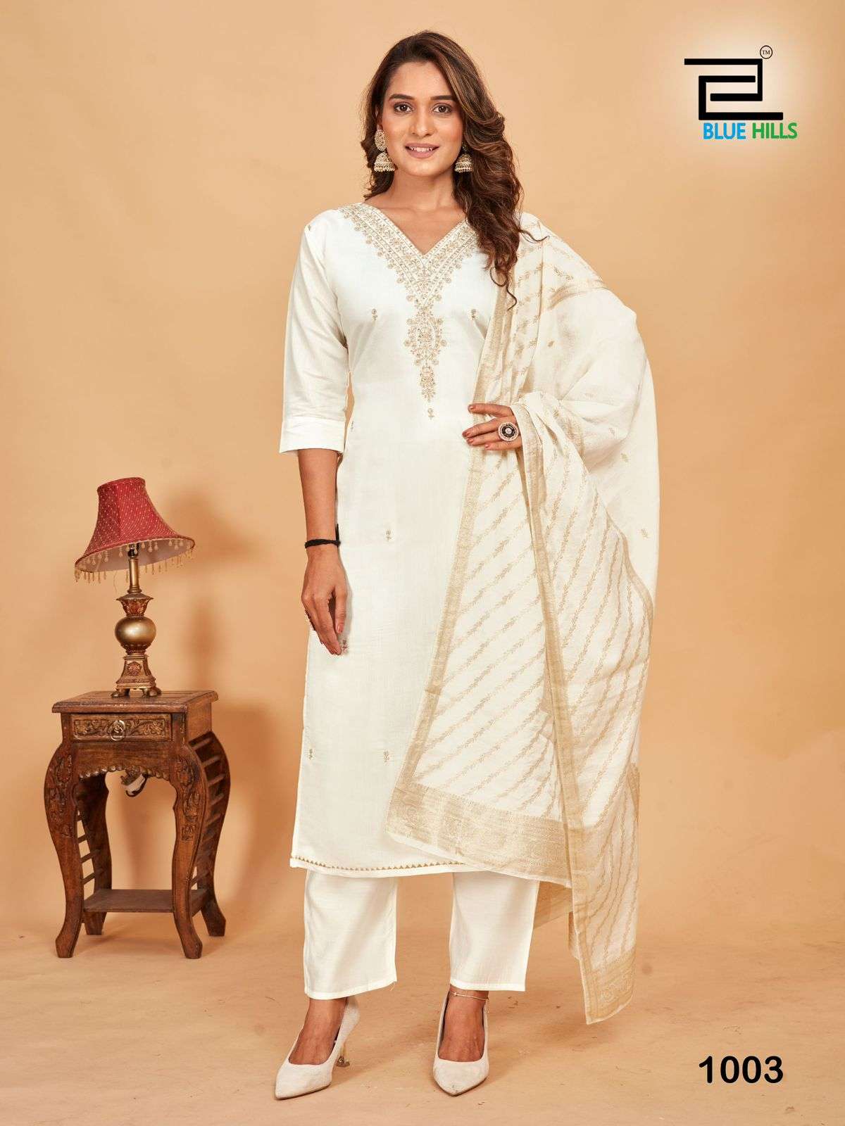 BLUE HILLS RAASHI SILK WITH FANCY WORKS LADIES KURTI COMBO SET 