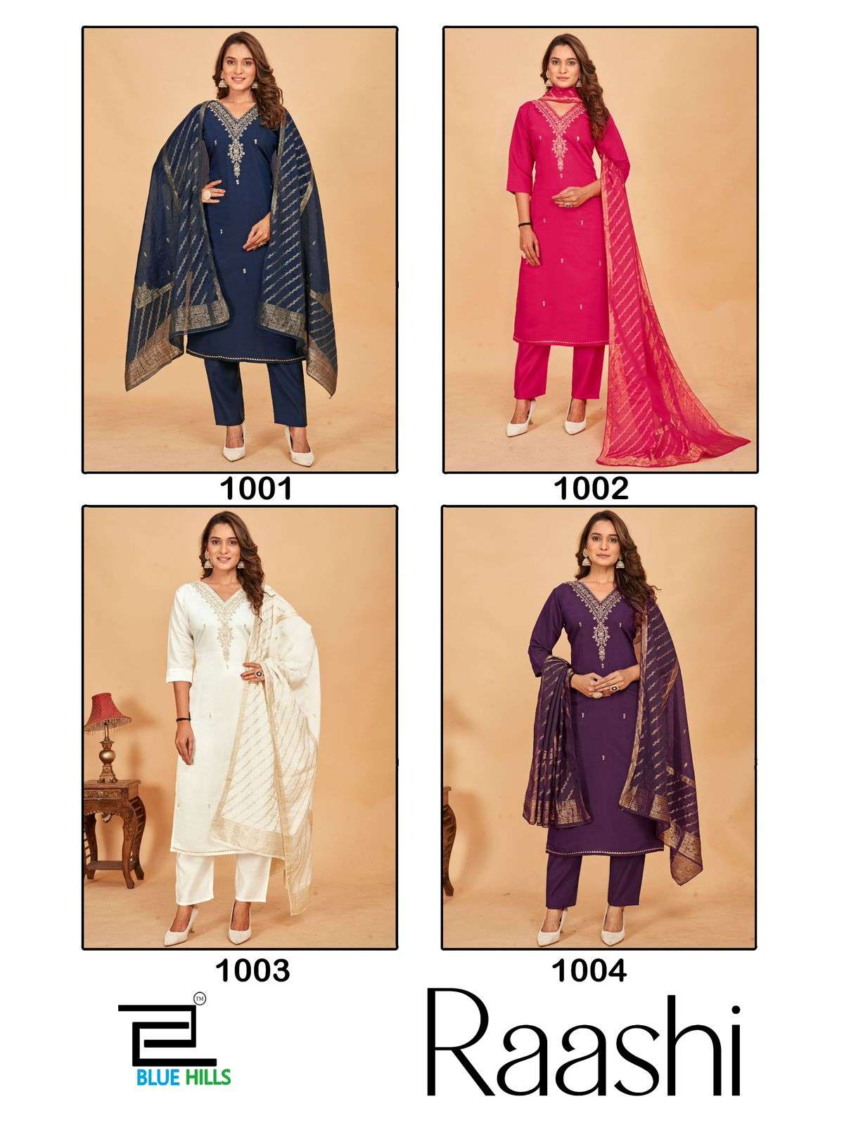 BLUE HILLS RAASHI SILK WITH FANCY WORKS LADIES KURTI COMBO SET 