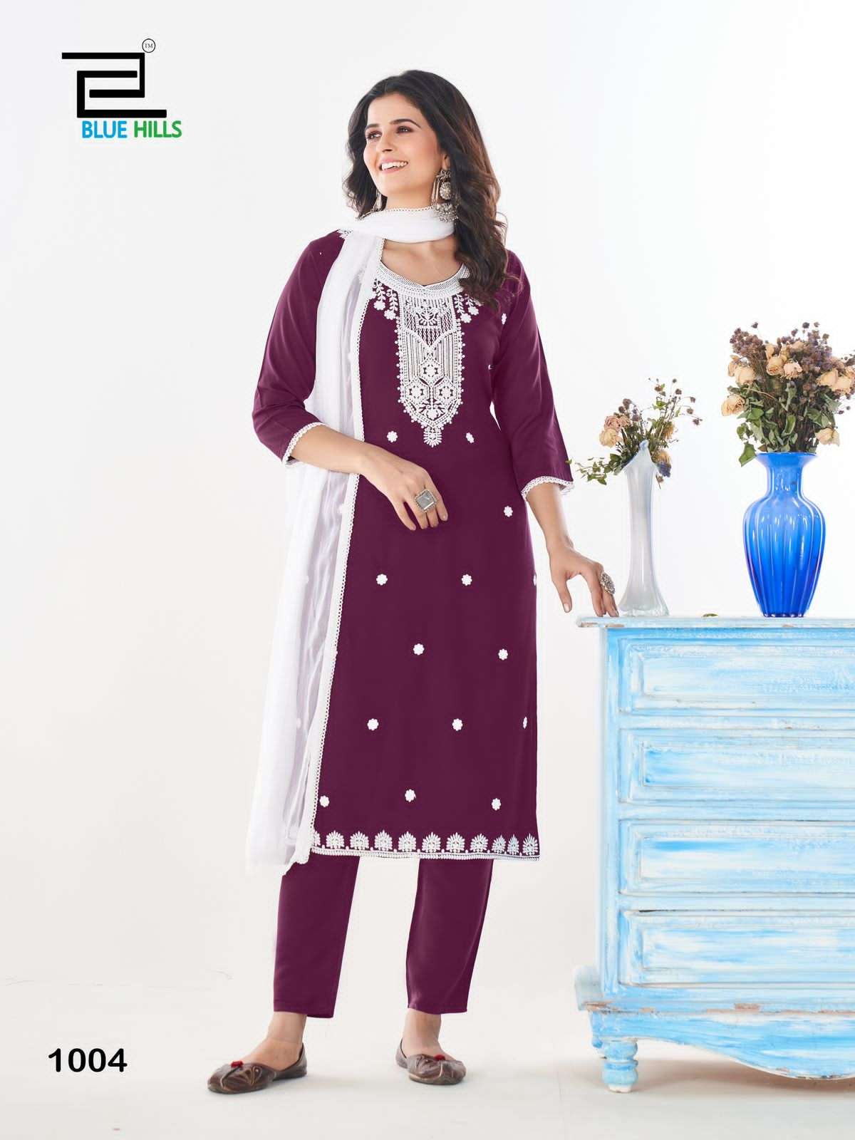 BLUE HILLS SHRADHA FANCY EMBROIDERY WORK KURTI COMBO SET 