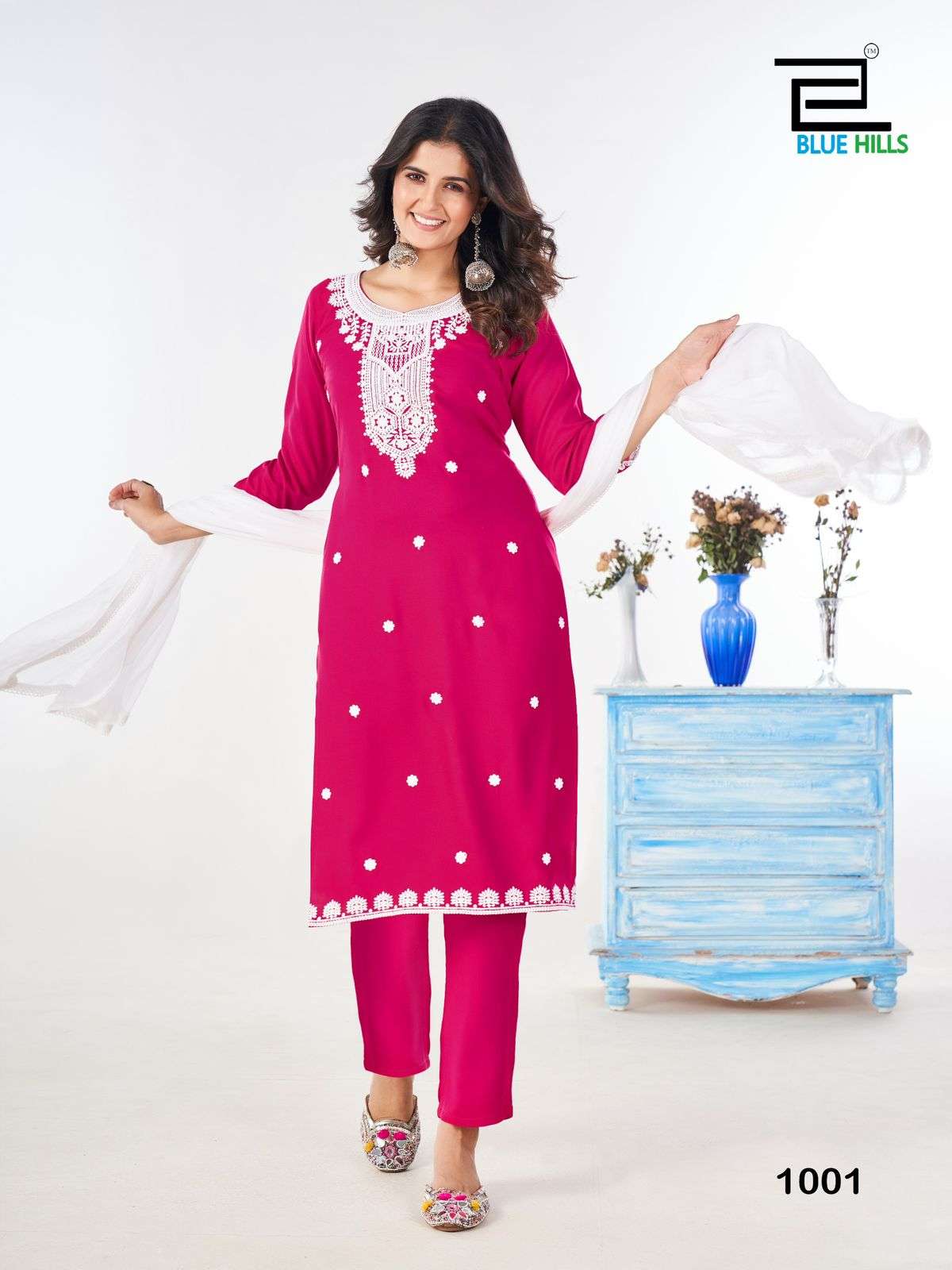 BLUE HILLS SHRADHA FANCY EMBROIDERY WORK KURTI COMBO SET 