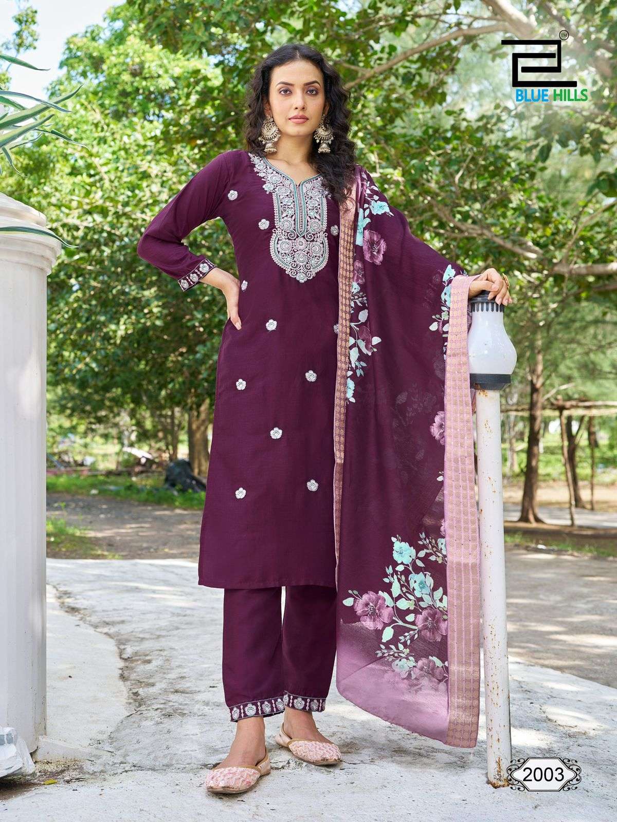 BLUE HILLS SKYLINE VOL 20 SILK FANCY WORK KURTI COMBO SET 