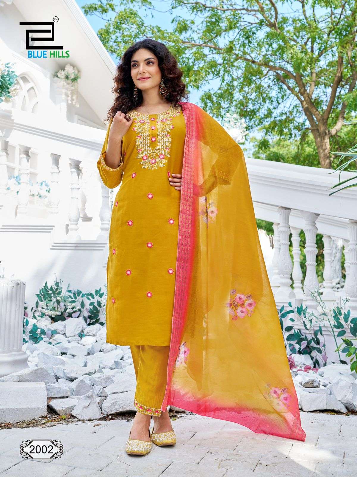 BLUE HILLS SKYLINE VOL 20 SILK FANCY WORK KURTI COMBO SET 