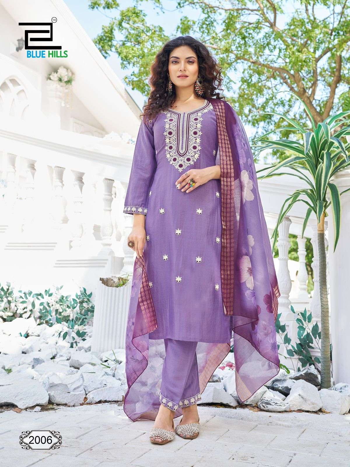 BLUE HILLS SKYLINE VOL 20 SILK FANCY WORK KURTI COMBO SET 