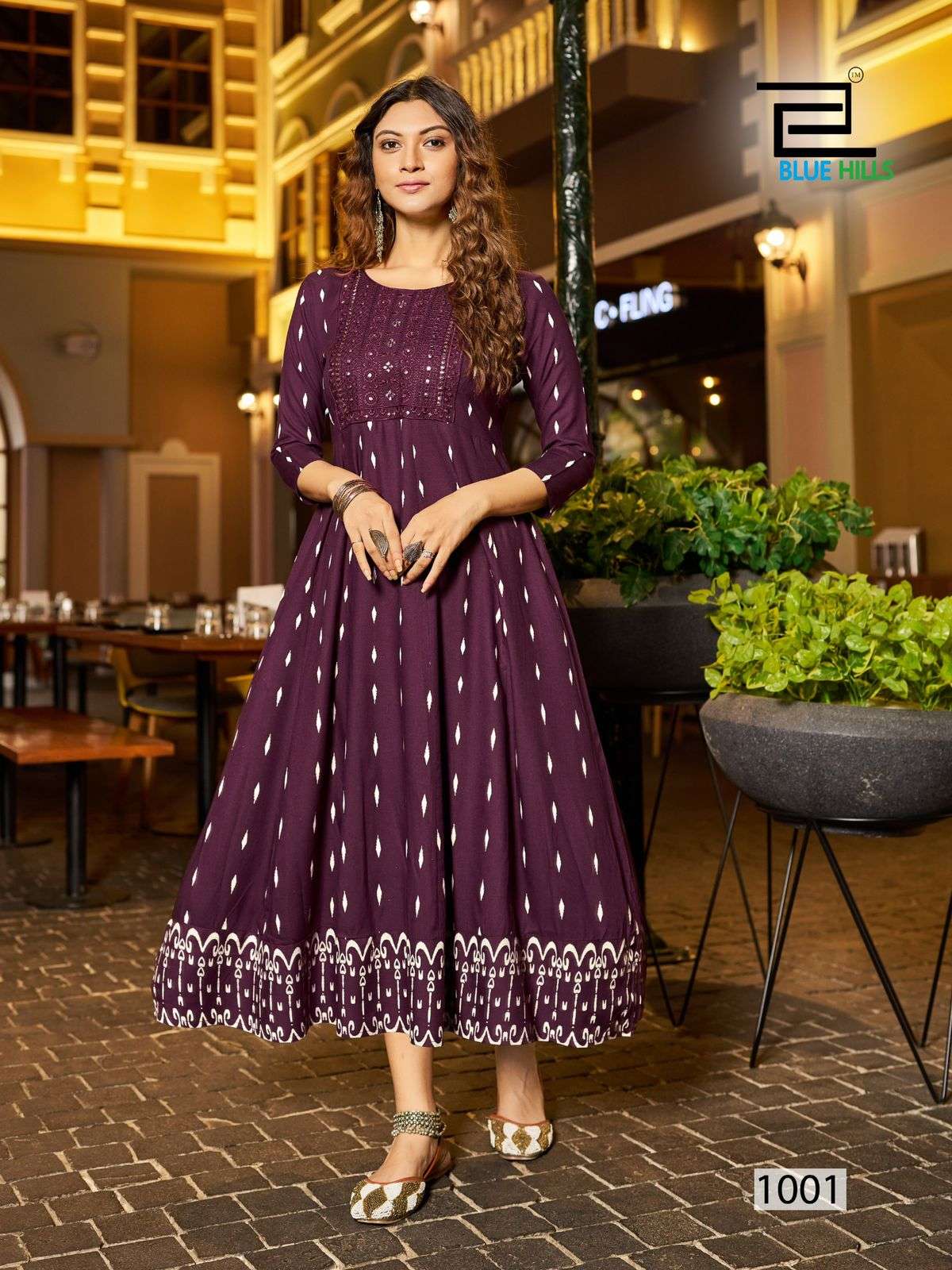 BLUE HILLS ZUDIO RAYON FANCY ANARKALI STYLE GOWN