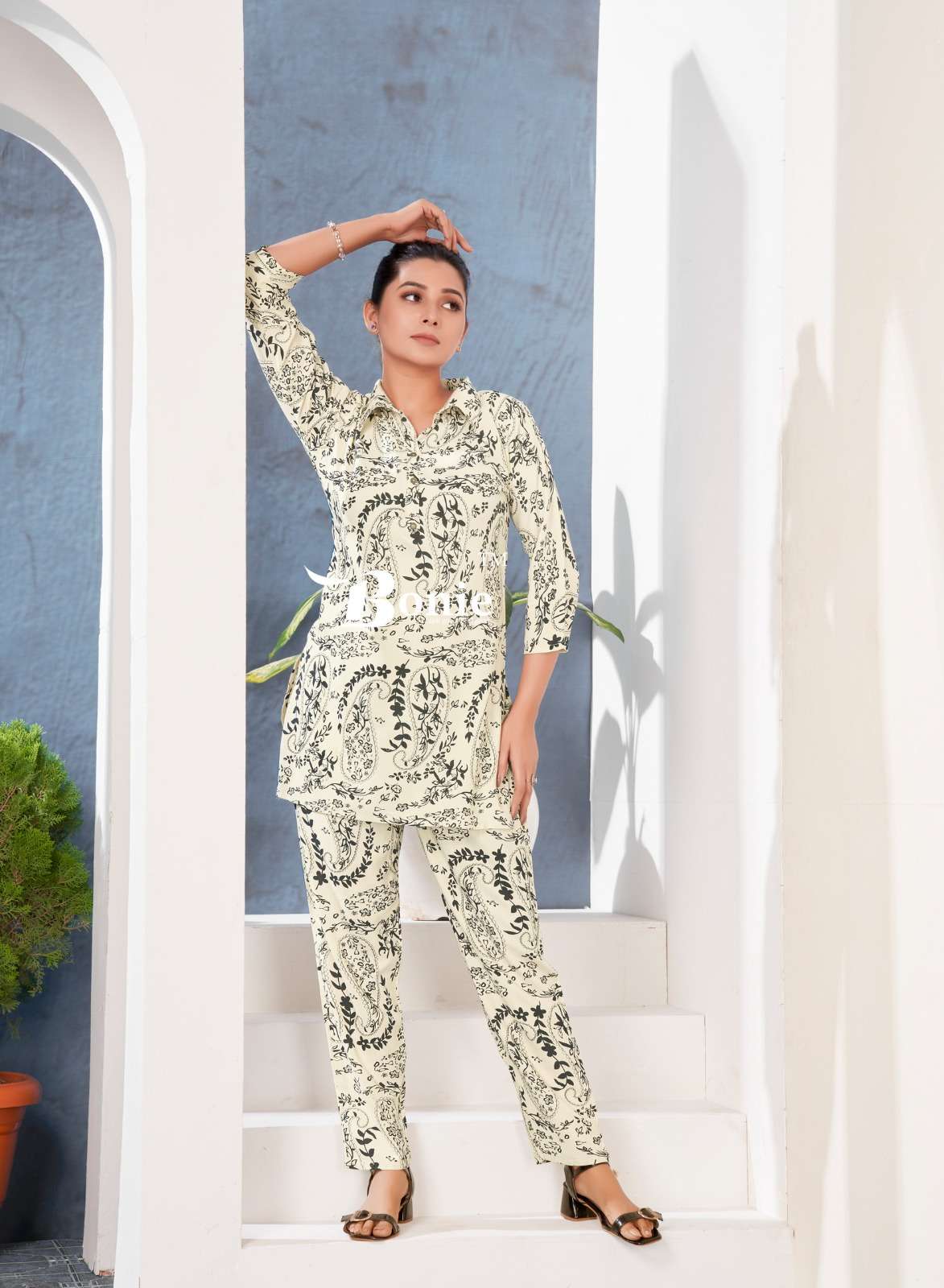 BONIE  PEARL RAYON PRINT FANCY CO-ORD SET