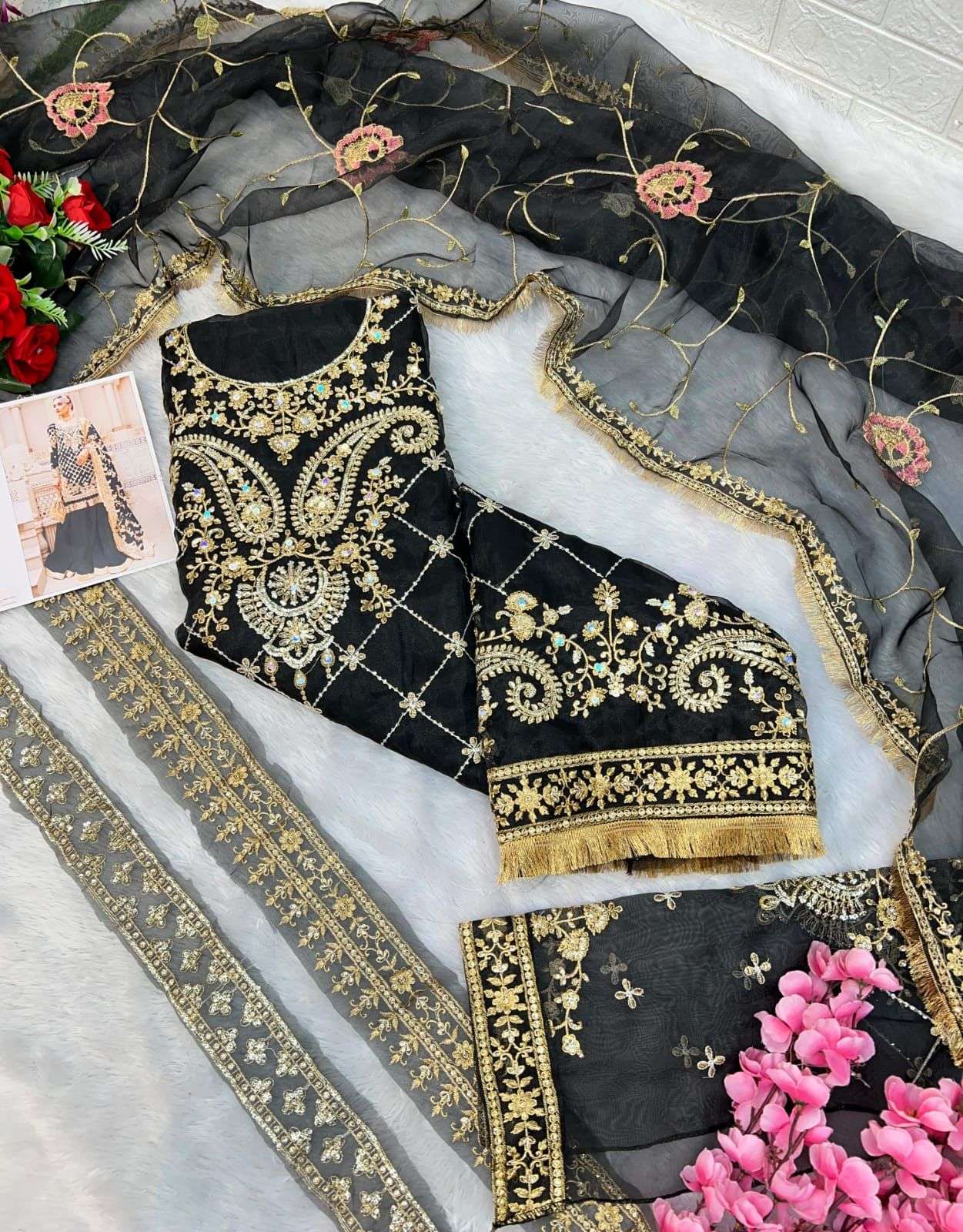 DINSAA SUIT DESIGN NO - 241 A-D HEAVY WORK PARTY WEAR SUIT