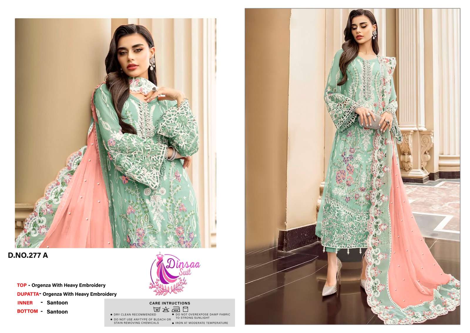 DINSAA SUIT DESIGN NO - 277 ABCD NEW FANCY COLLECTION HEAVY PARTY WEAR SUIT 