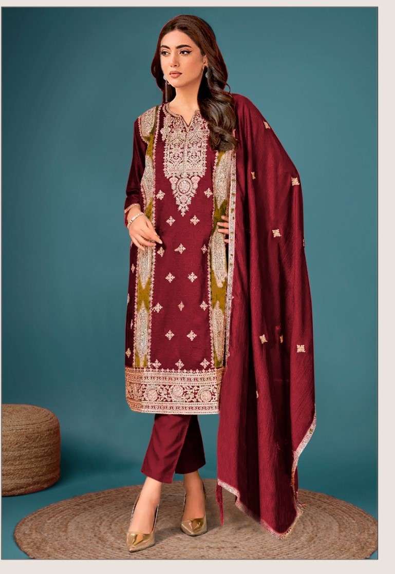 DINSAA SUIT DESIGN NO-294 A-B-C-D HIT DESIGN VELVET PAKISTANI SUIT