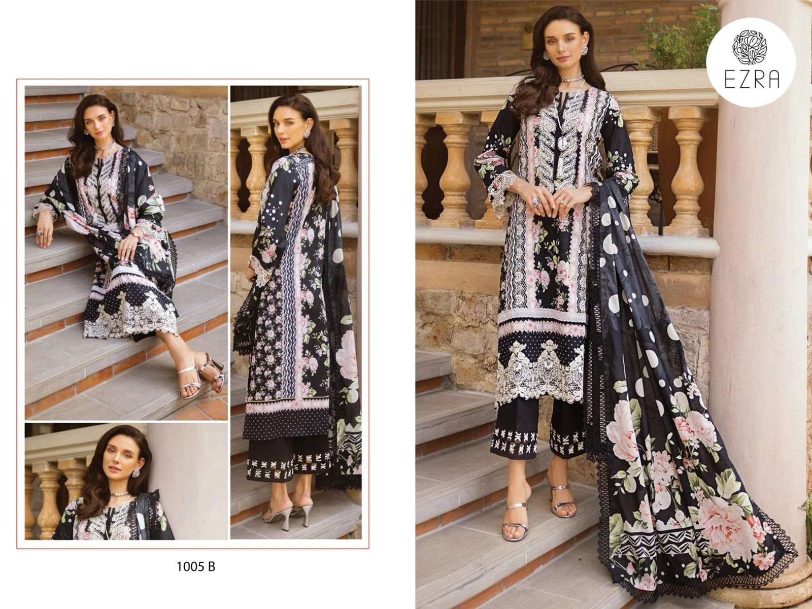 EZRA HIT DESIGN 1005 COTTON PATCH EMBROIDERY WORK SUIT