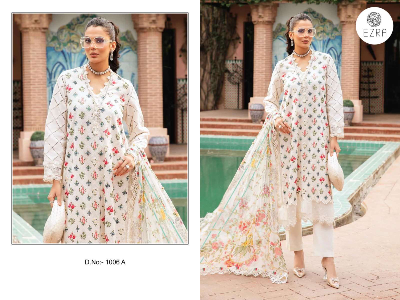 EZRA HIT DESIGN 1006 COTTON PATCH EMBROIDERY SUIT