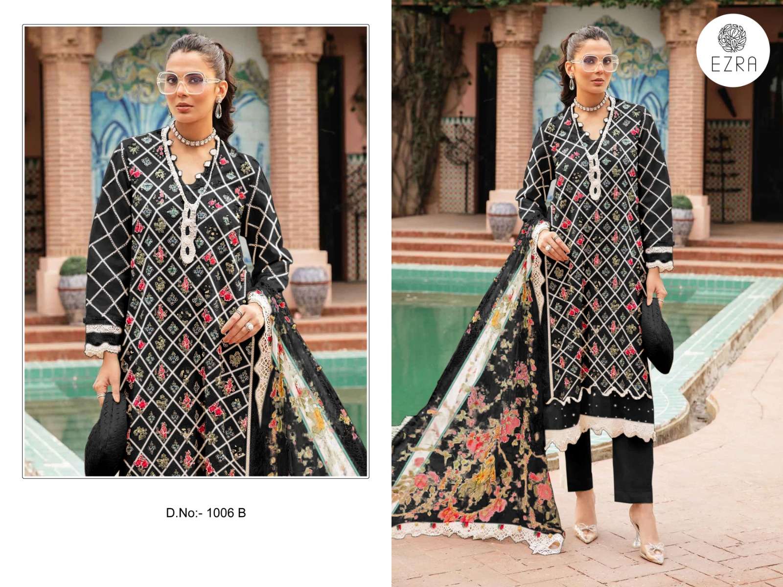 EZRA HIT DESIGN 1006 COTTON PATCH EMBROIDERY SUIT