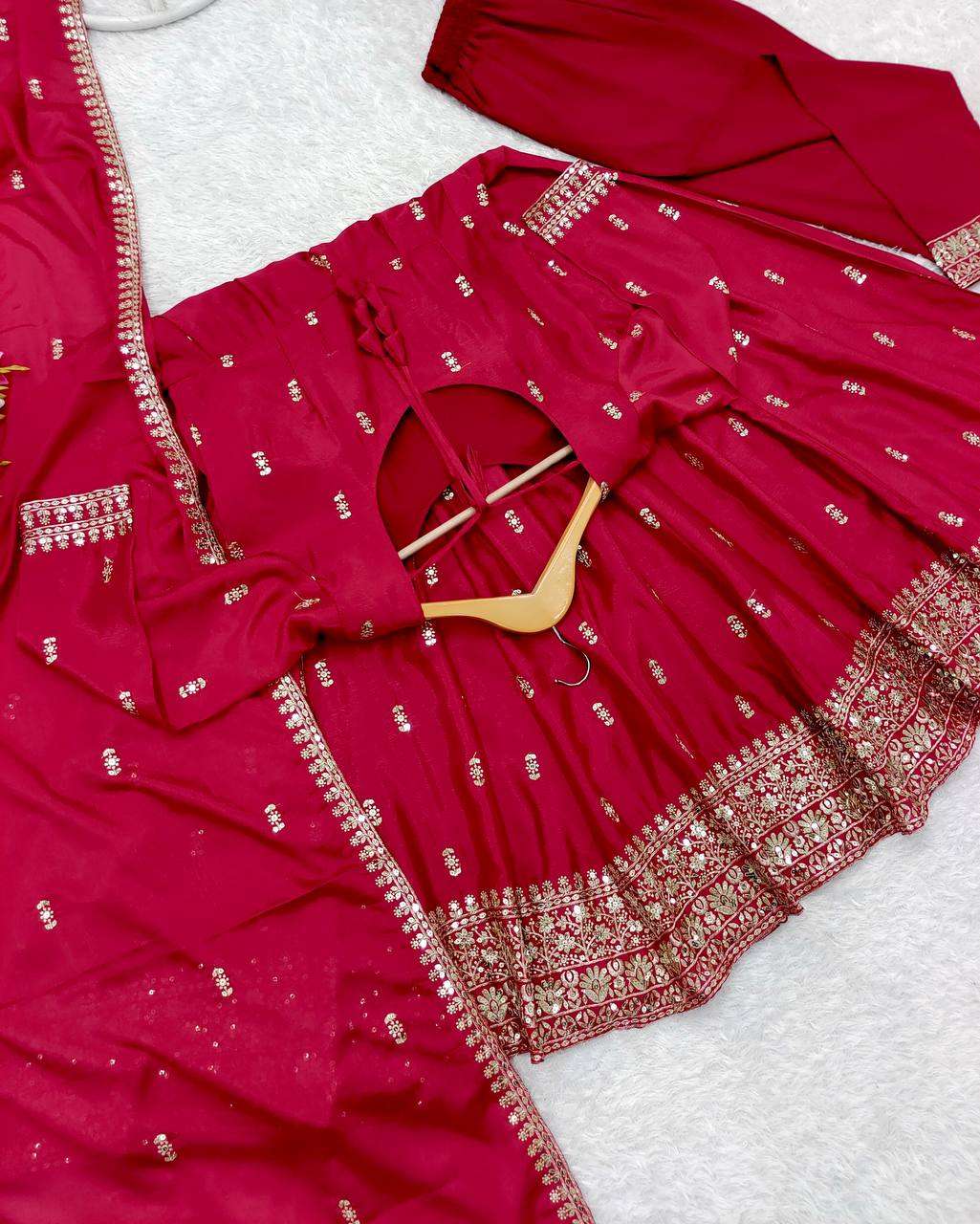 FD 8054 MAROON RED BEAUTIFUL DESIGNER ANARKALI GOWN SUIT