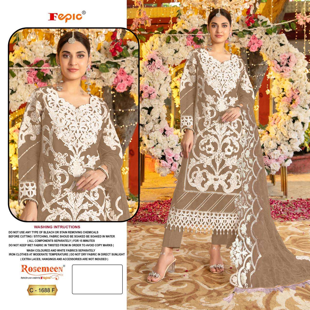 FEPIC ROSEMEEN C 1688 EFG ORGANZA HEAVY EMBROIDERED SUIT