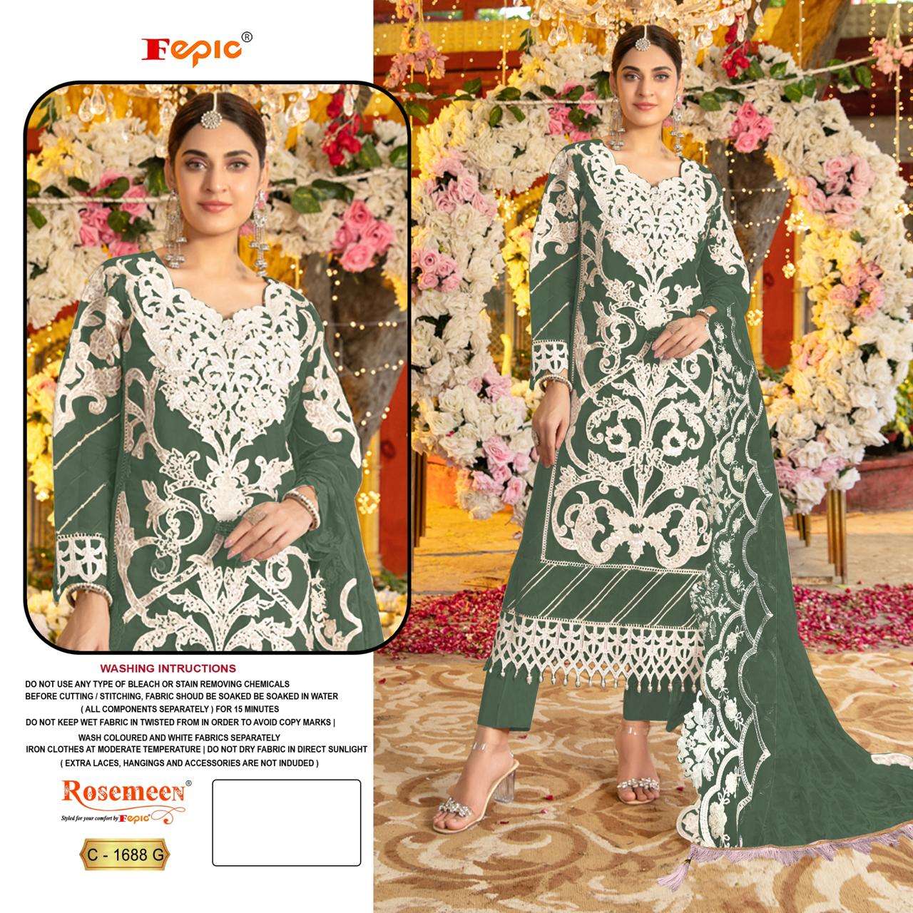 FEPIC ROSEMEEN C 1688 EFG ORGANZA HEAVY EMBROIDERED SUIT