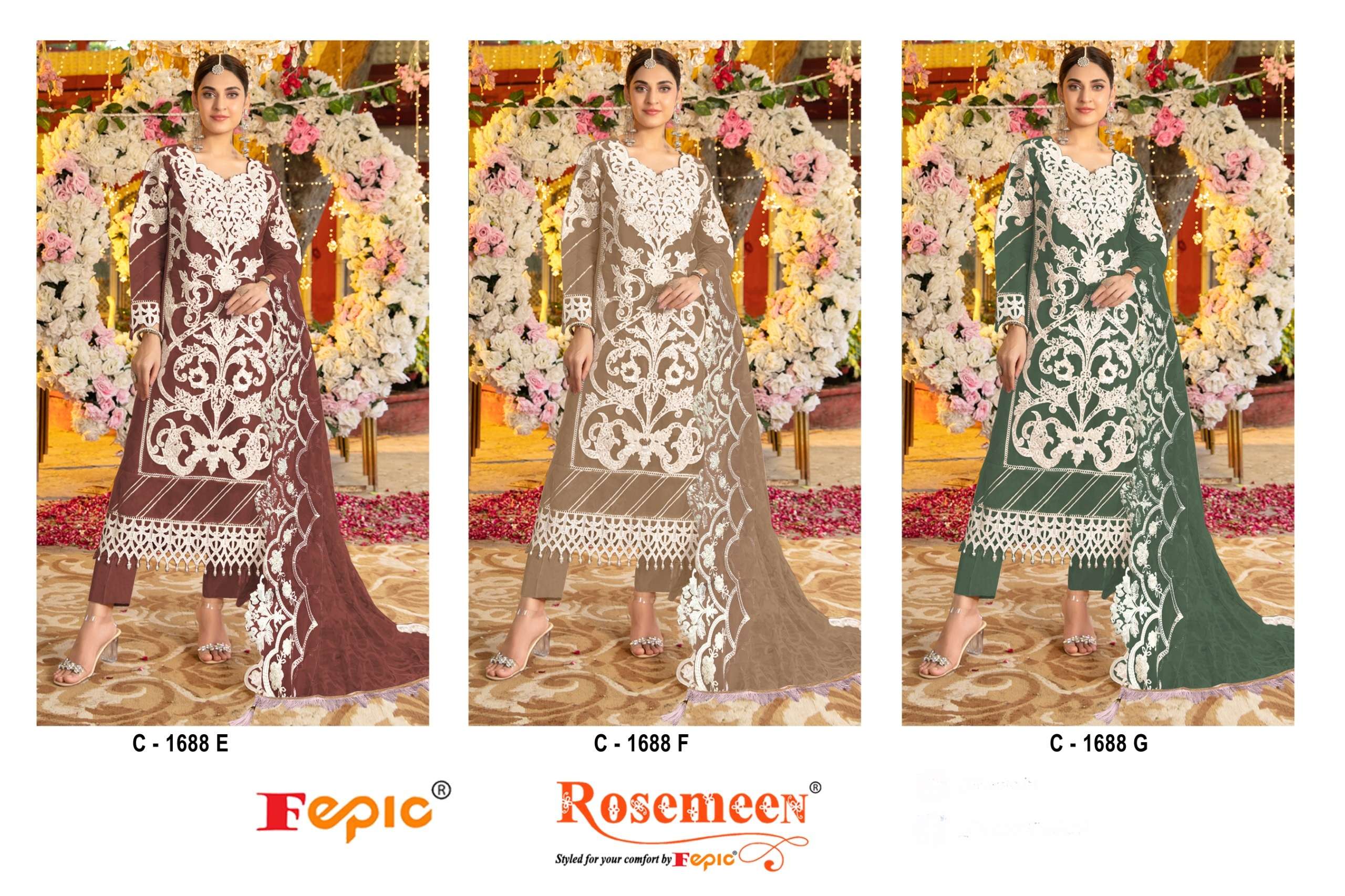 FEPIC ROSEMEEN C 1688 EFG ORGANZA HEAVY EMBROIDERED SUIT