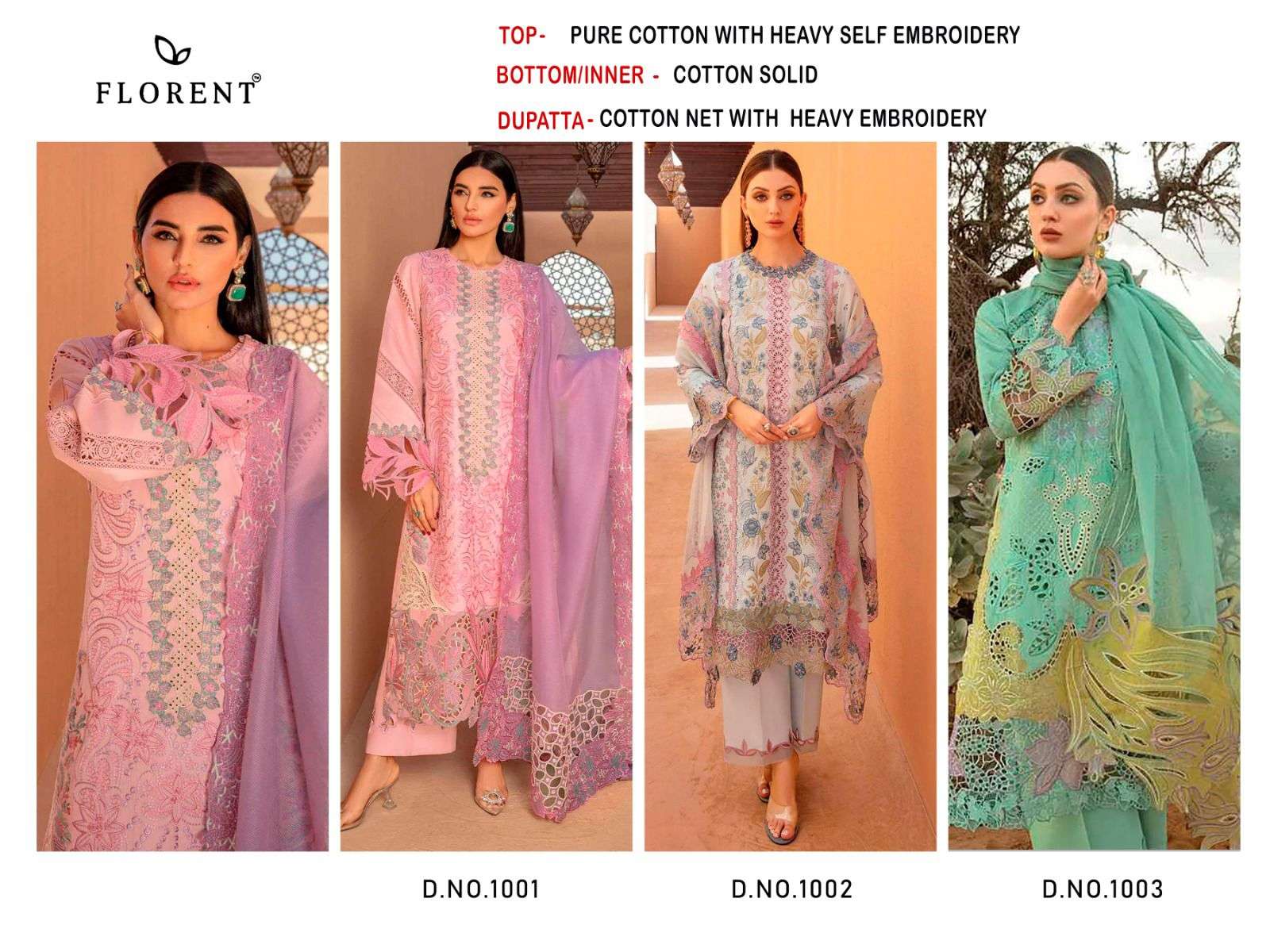 FLORENT TM DESIGN NO - 1001- 1002- 1003 SELF EMBROIDERY PARTY WEAR PAKISTANI SUIT