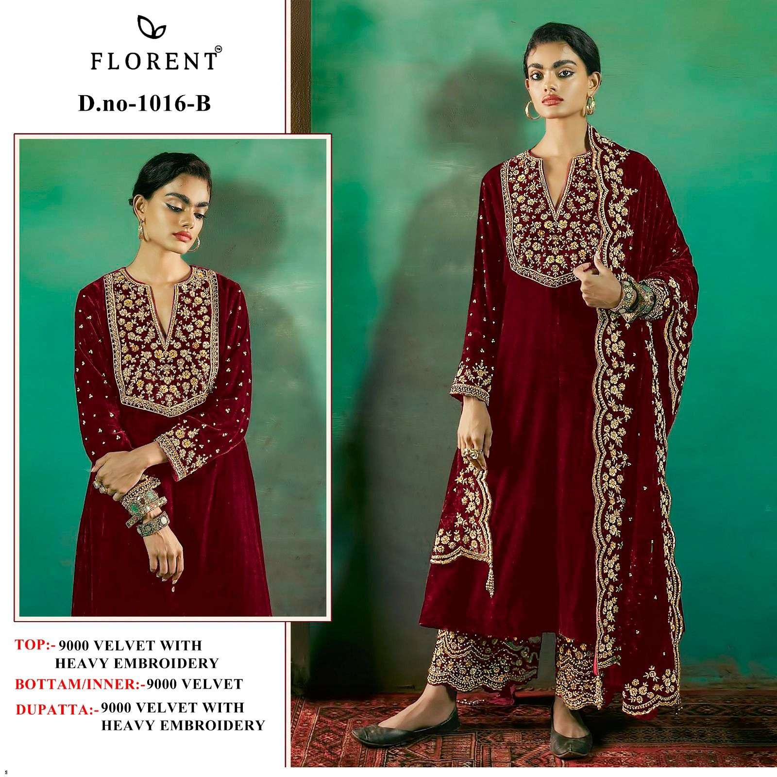 FLORENT TM DESIGN NO - 1016 ABCD VELVET COLLECTION HIT PAKISTANI SUIT