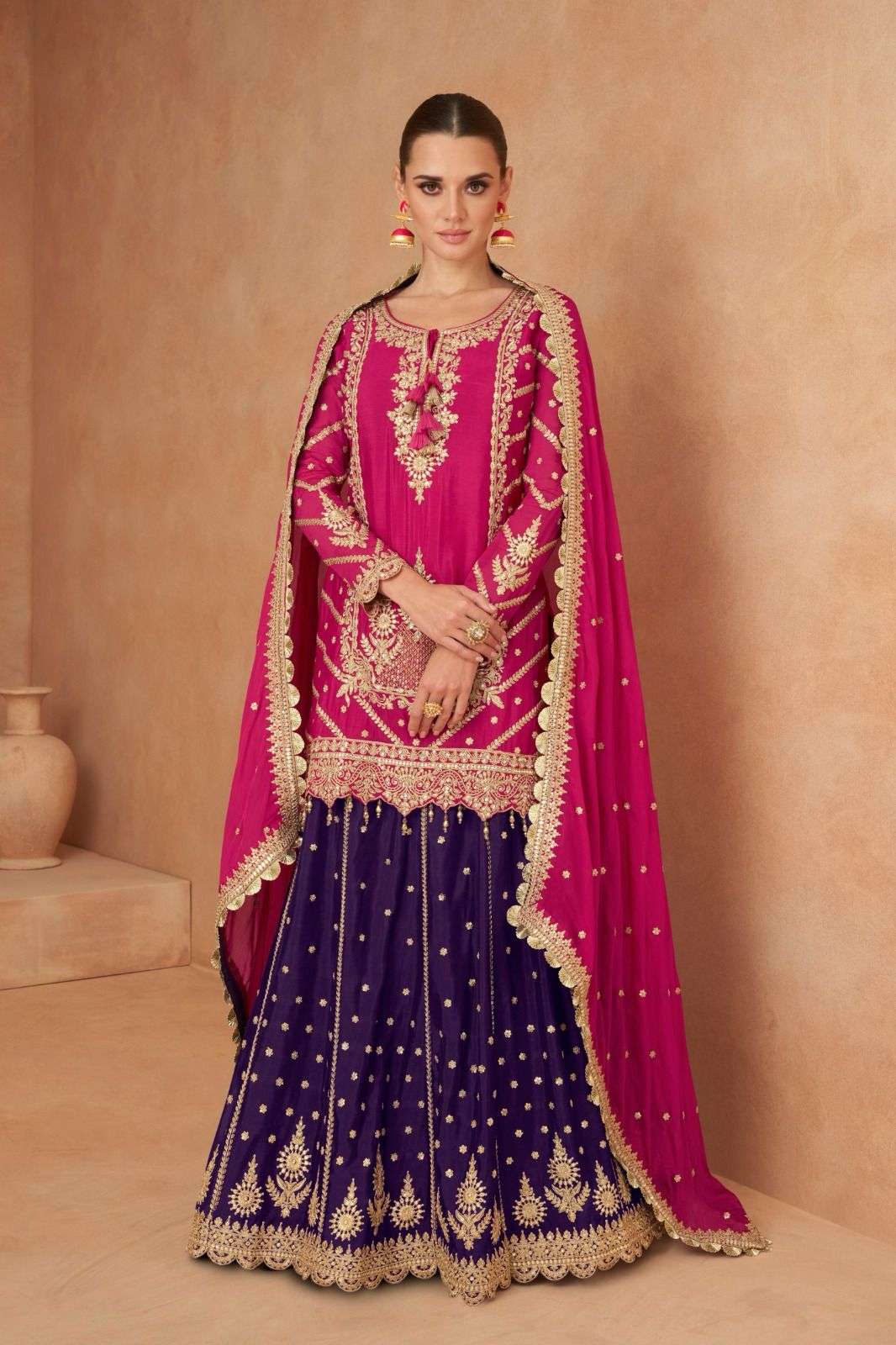 GULKAYRA DESIGNER KHANAK HEAVY TOP WITH SKIRT AND DUPATTA SET 