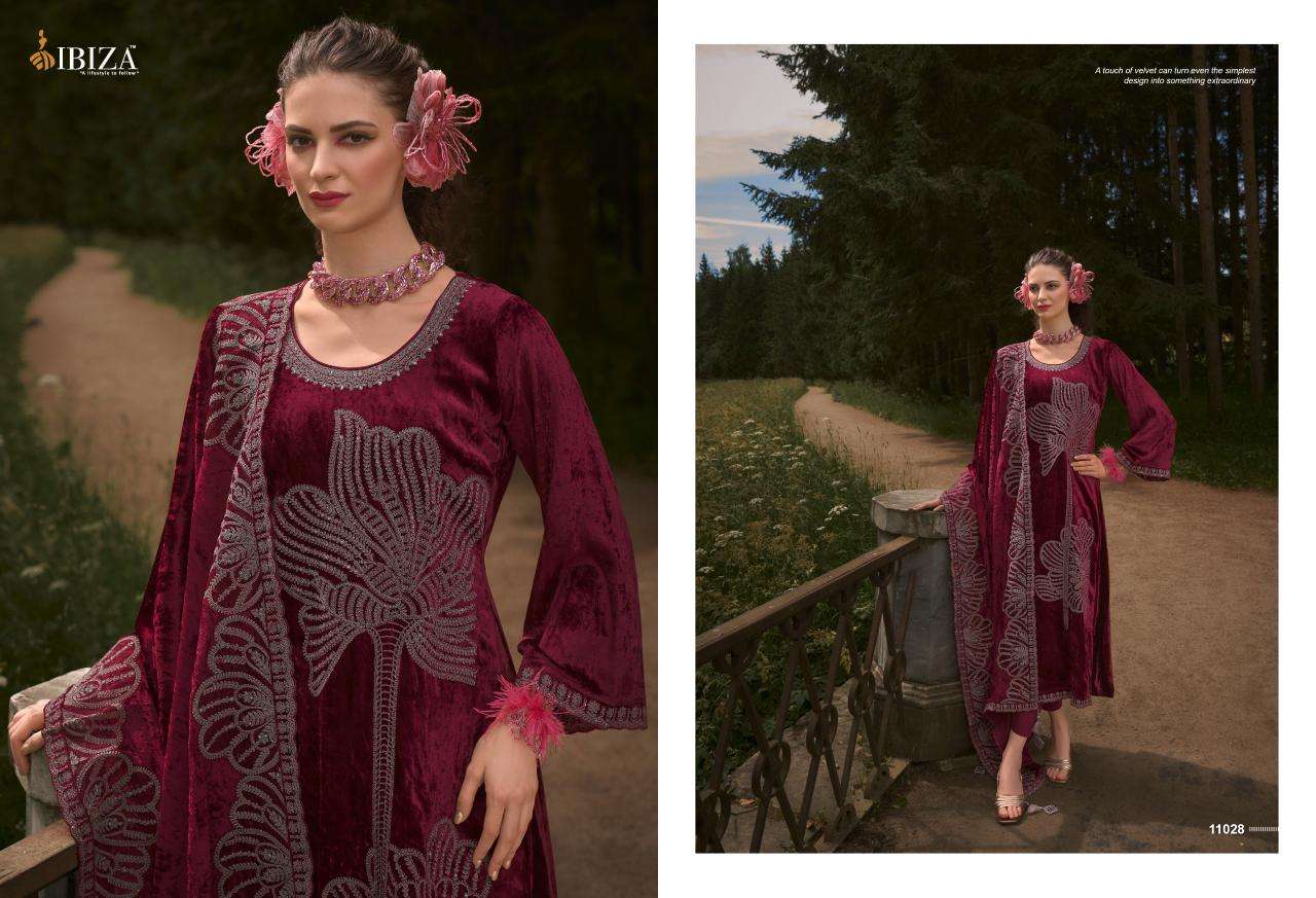 IBIZA MAKHMAL EDIT VELVET EMBROIDERY DESIGNER SUIT