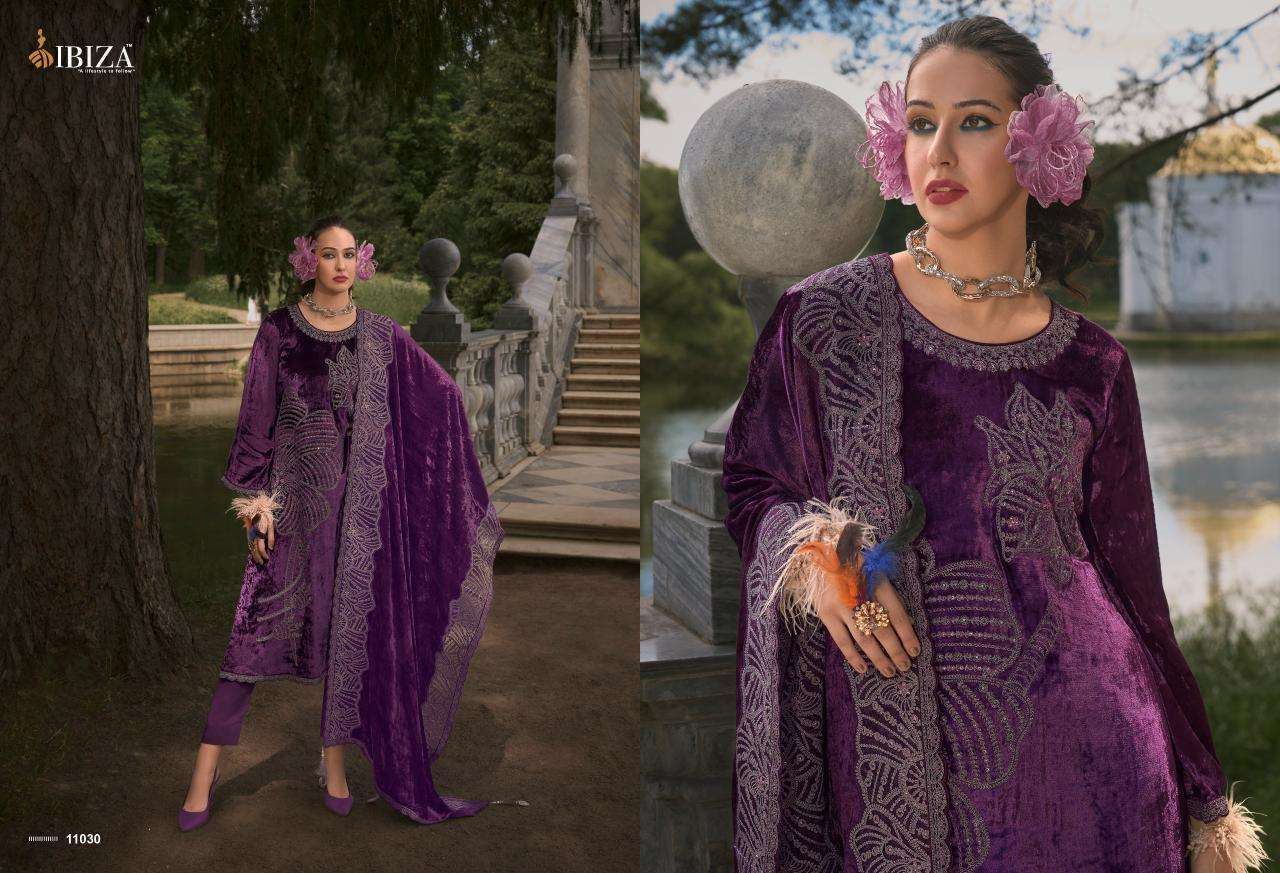 IBIZA MAKHMAL EDIT VELVET EMBROIDERY DESIGNER SUIT