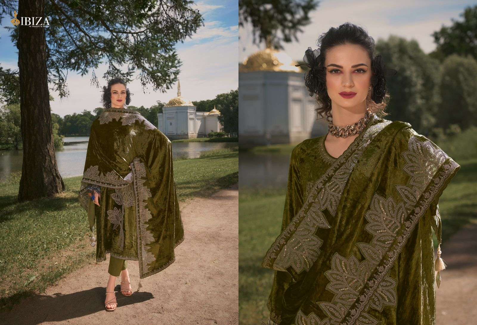 IBIZA MAKHMAL EDIT VELVET EMBROIDERY DESIGNER SUIT